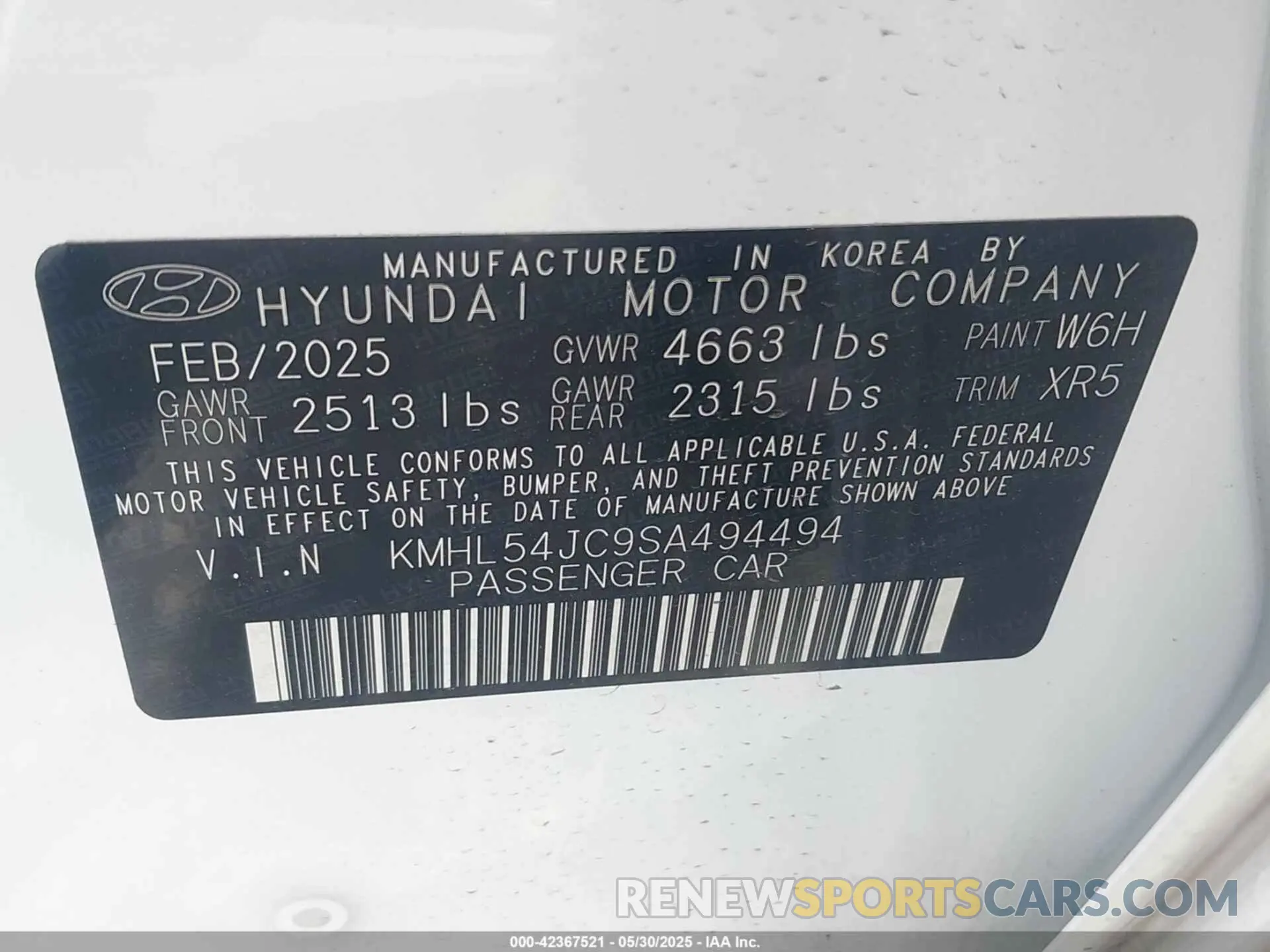 9 fotografías del automóvil dañado KMHL54JC9SA494494 HYUNDAI SONATA 2025