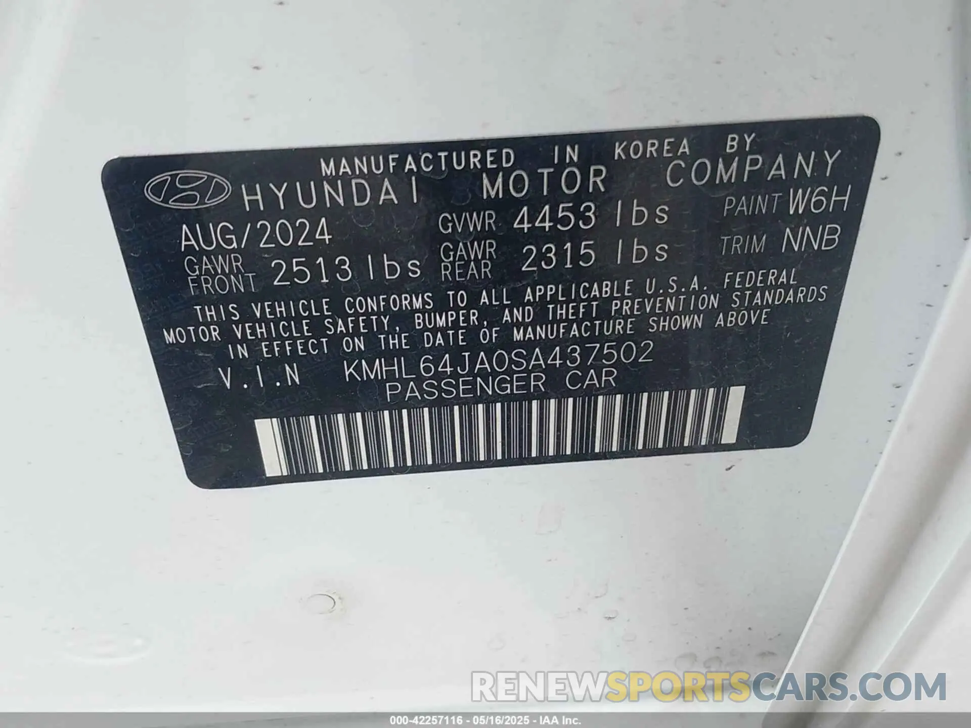 9 fotografías del automóvil dañado KMHL64JA0SA437502 HYUNDAI SONATA 2025