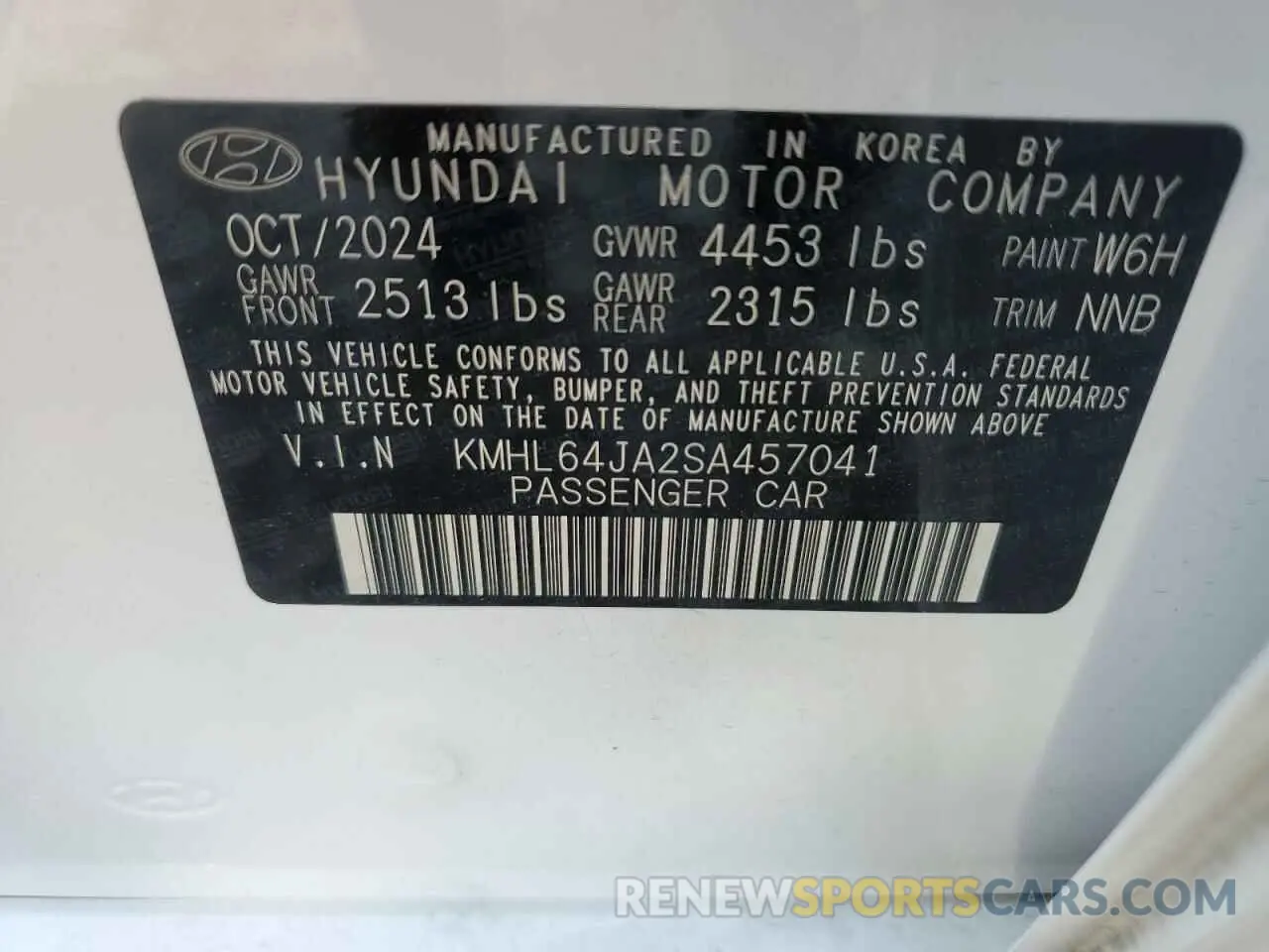 12 fotografías del automóvil dañado KMHL64JA2SA457041 HYUNDAI SONATA 2025