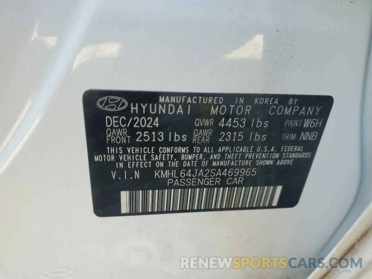 13 fotografías del automóvil dañado KMHL64JA2SA469965 HYUNDAI SONATA 2025
