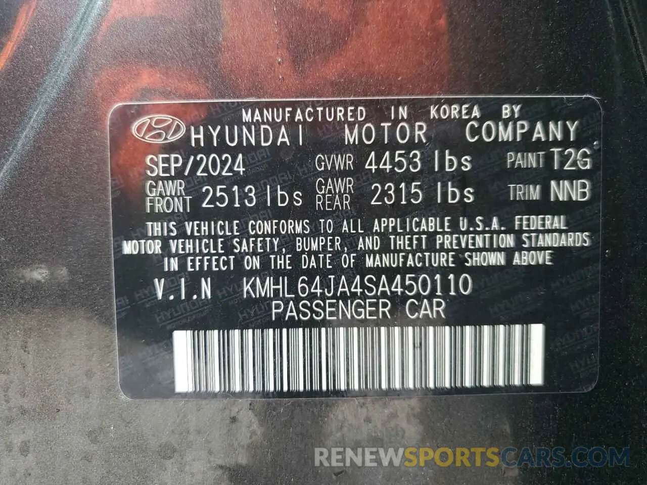 13 fotografías del automóvil dañado KMHL64JA4SA450110 HYUNDAI SONATA 2025