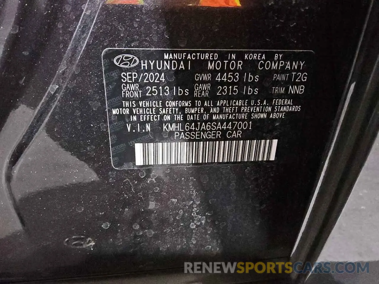 12 fotografías del automóvil dañado KMHL64JA6SA447001 HYUNDAI SONATA 2025