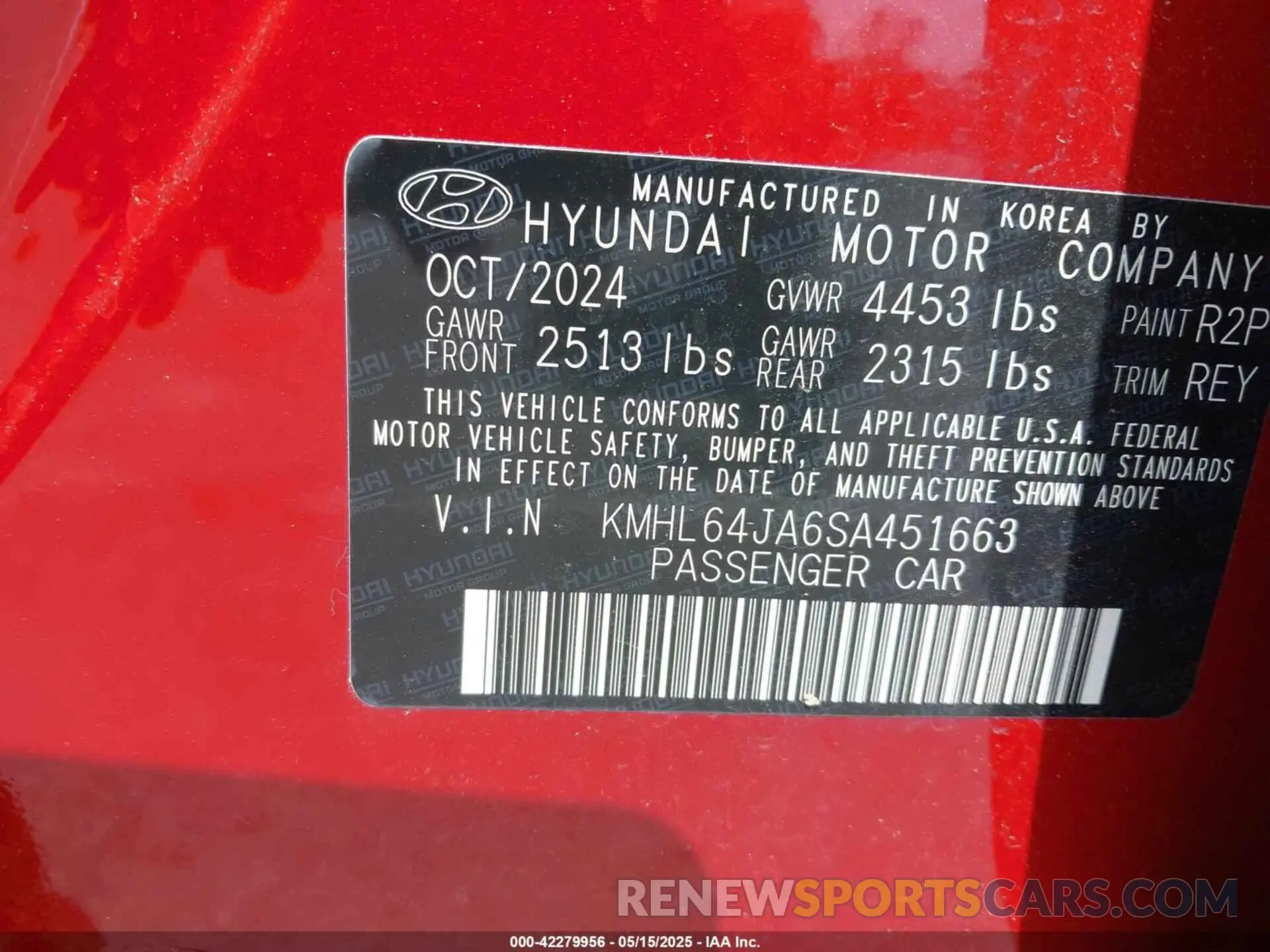 9 fotografías del automóvil dañado KMHL64JA6SA451663 HYUNDAI SONATA 2025