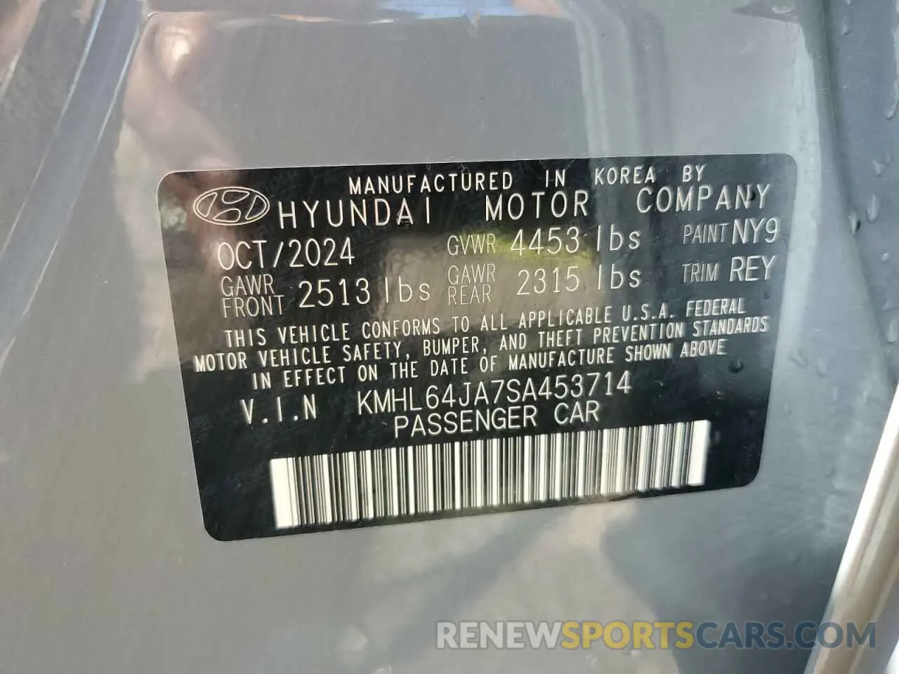 12 fotografías del automóvil dañado KMHL64JA7SA453714 HYUNDAI SONATA 2025