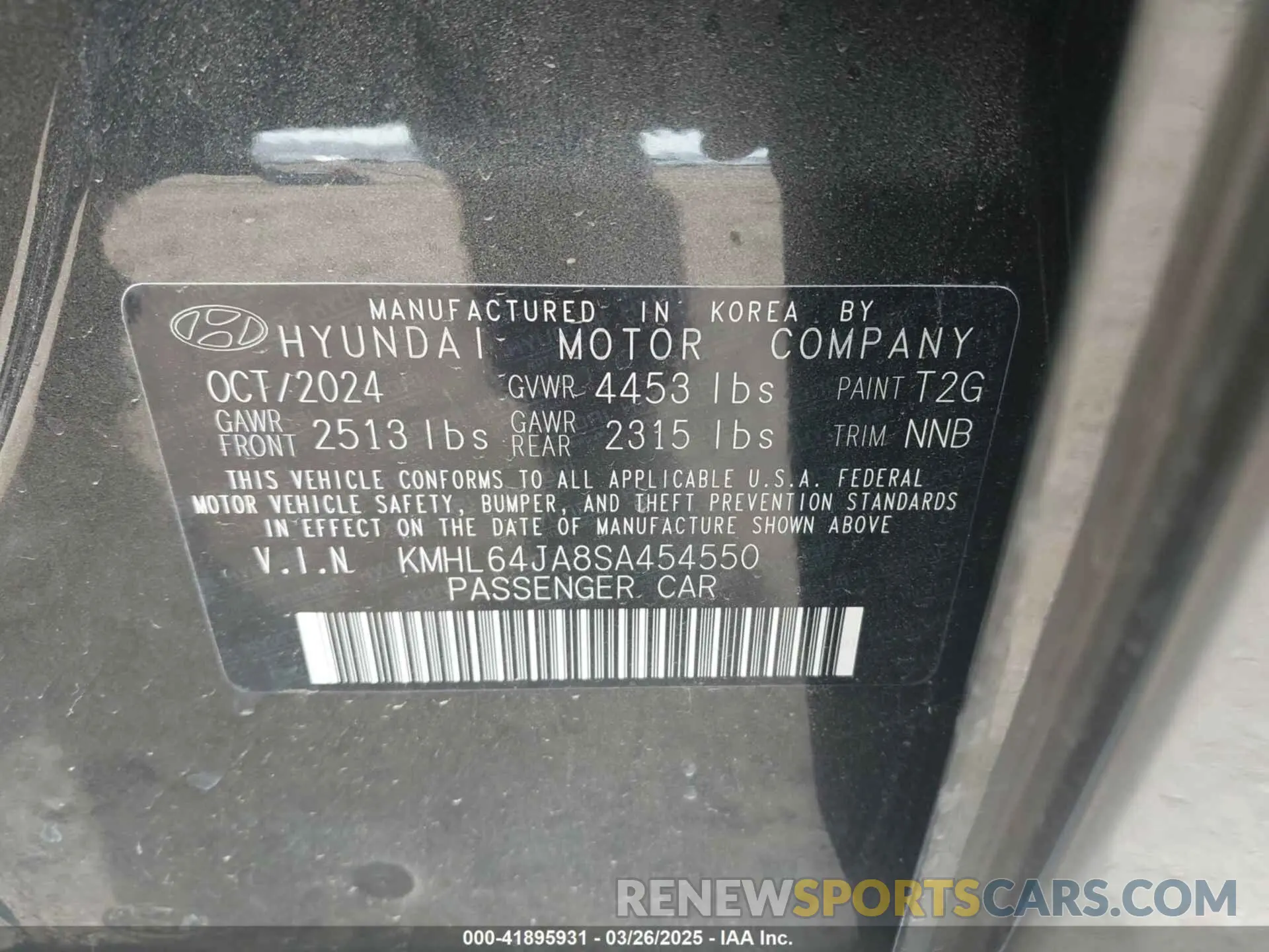 9 fotografías del automóvil dañado KMHL64JA8SA454550 HYUNDAI SONATA 2025