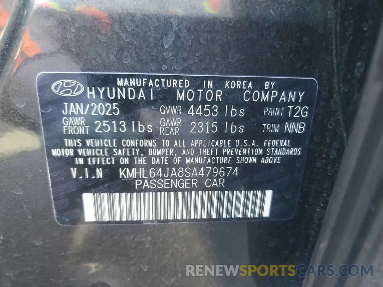 12 fotografías del automóvil dañado KMHL64JA8SA479674 HYUNDAI SONATA 2025