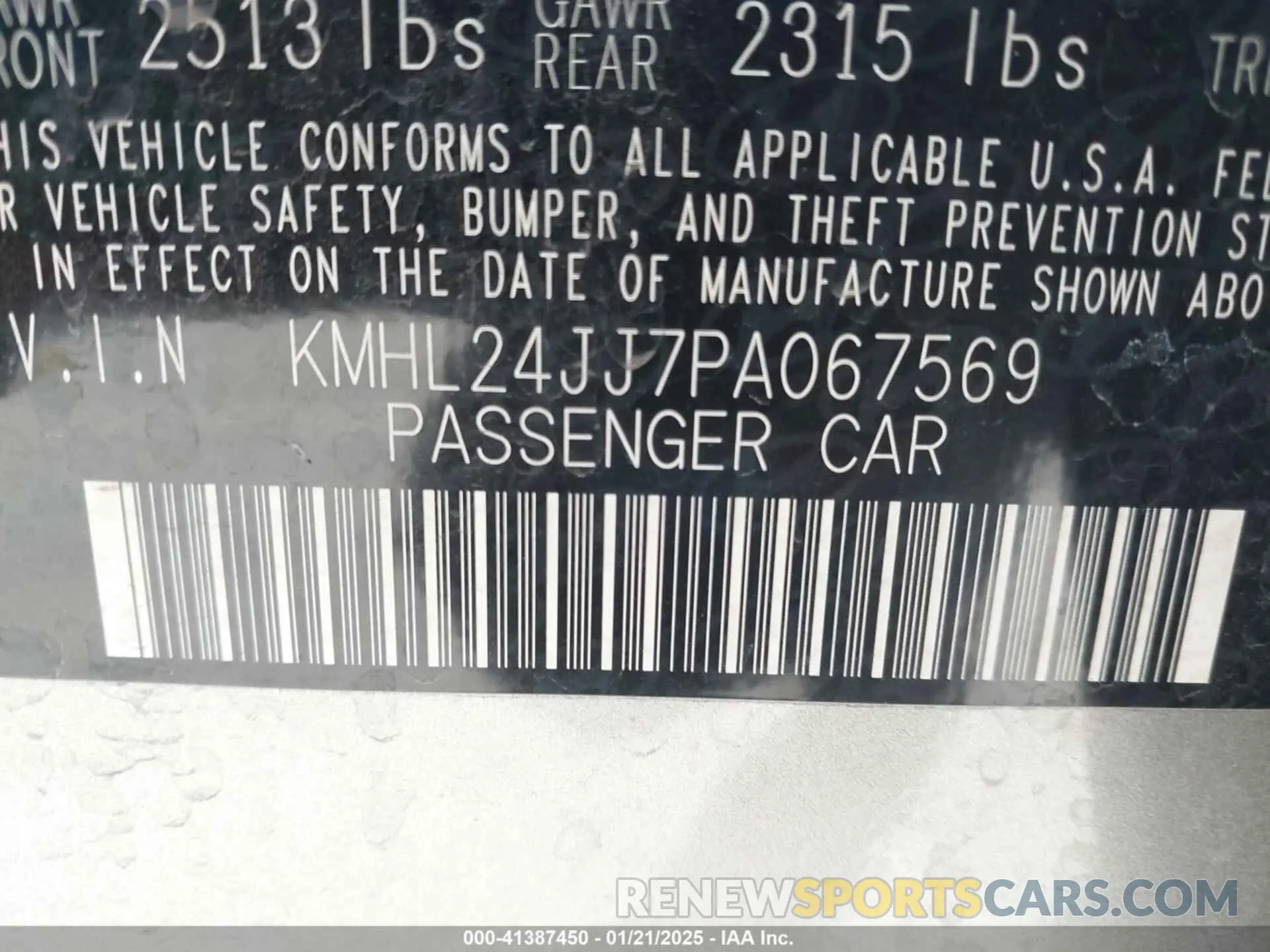 9 fotografías del automóvil dañado KMHL24JJ7PA067569 HYUNDAI SONATA HYBRID 2023