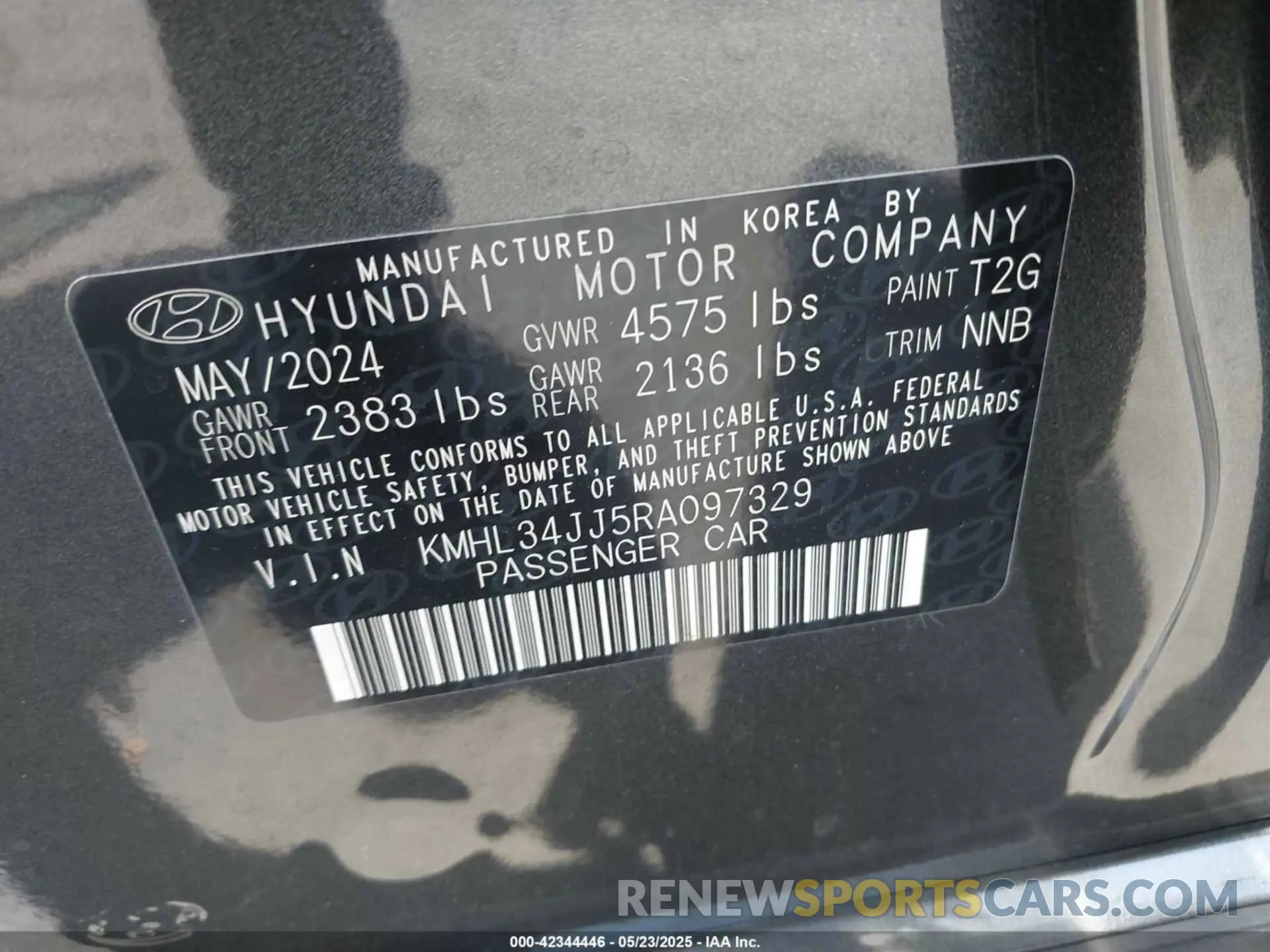 9 fotografías del automóvil dañado KMHL34JJ5RA097329 HYUNDAI SONATA HYBRID 2024