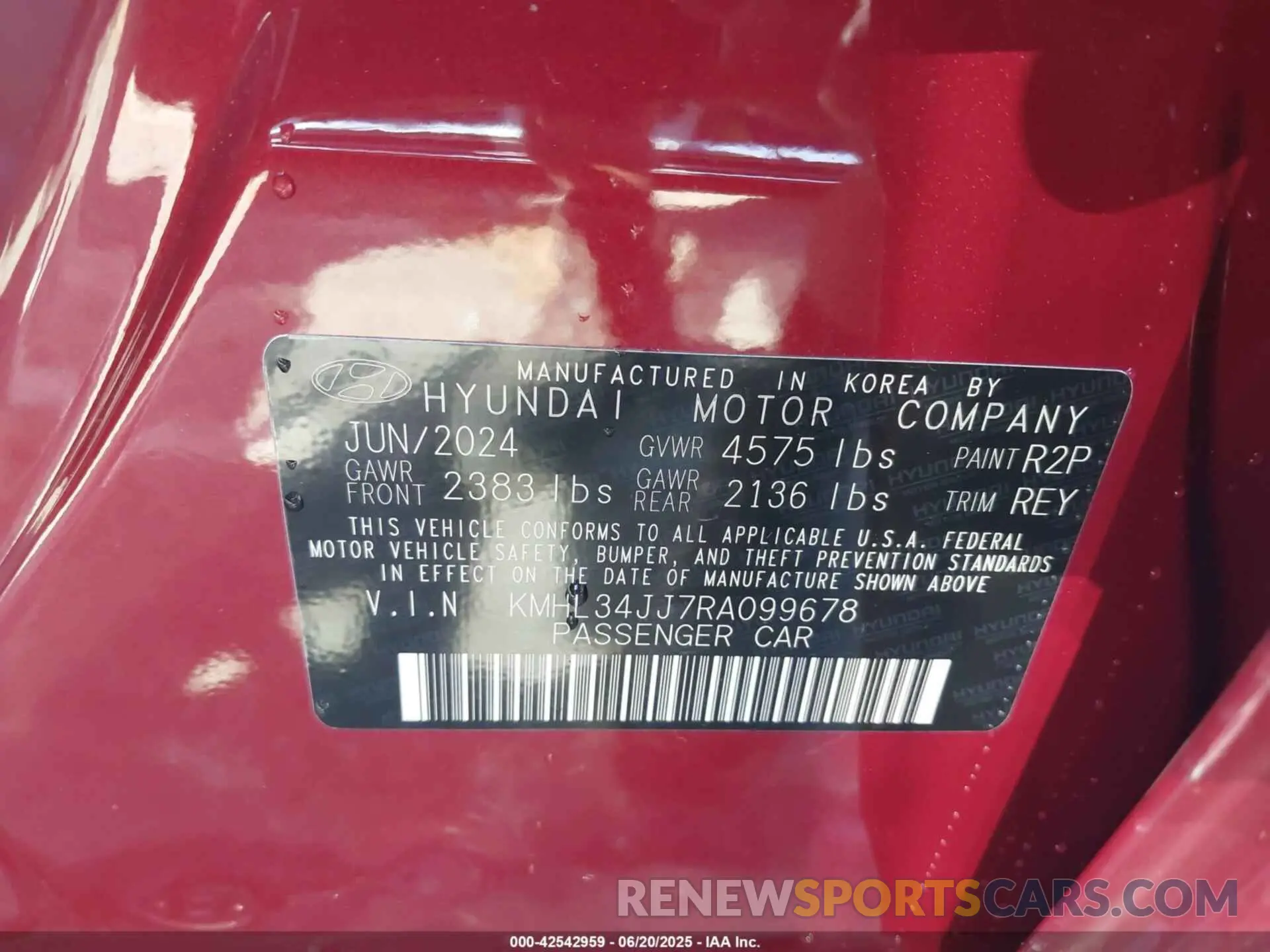 9 fotografías del automóvil dañado KMHL34JJ7RA099678 HYUNDAI SONATA HYBRID 2024