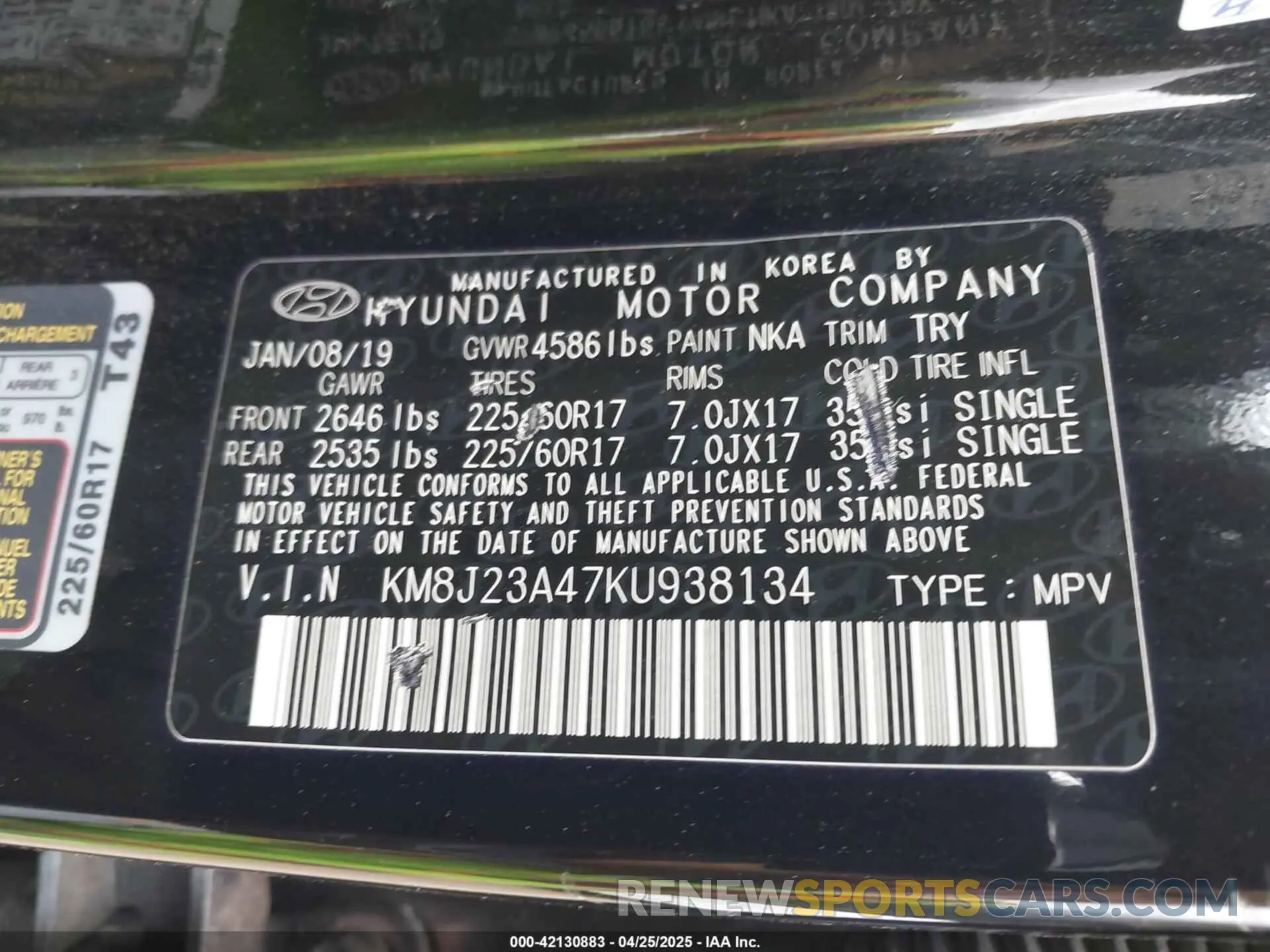 9 fotografías del automóvil dañado KM8J23A47KU938134 HYUNDAI TUCSON 2019