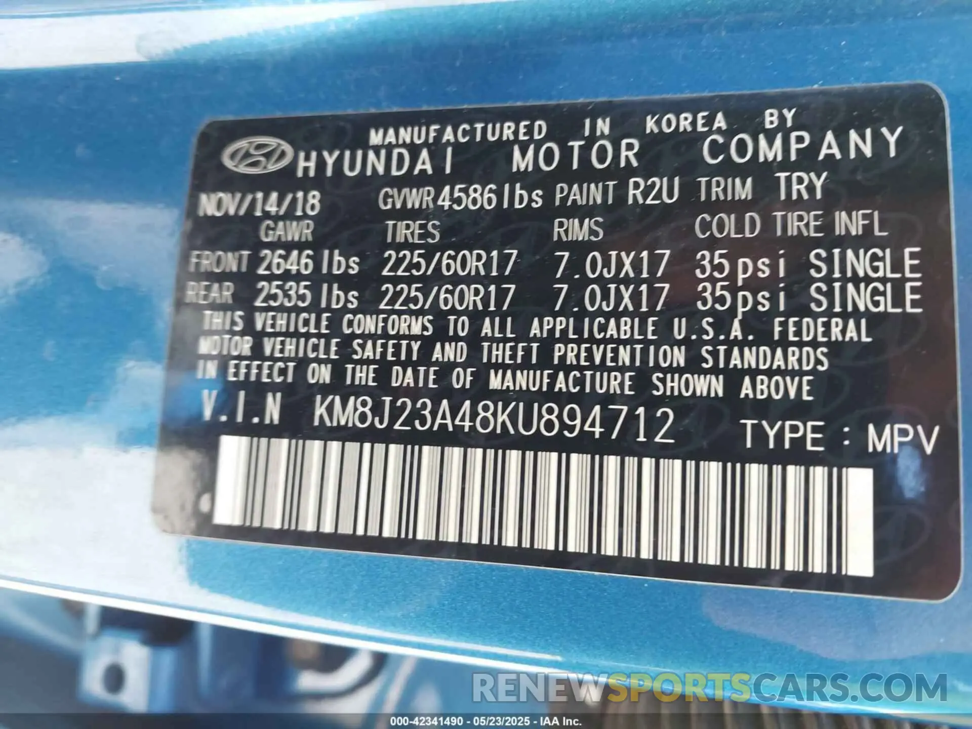 9 fotografías del automóvil dañado KM8J23A48KU894712 HYUNDAI TUCSON 2019
