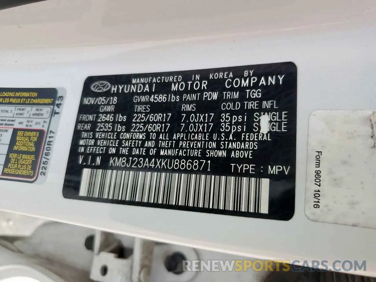 13 fotografías del automóvil dañado KM8J23A4XKU886871 HYUNDAI TUCSON 2019