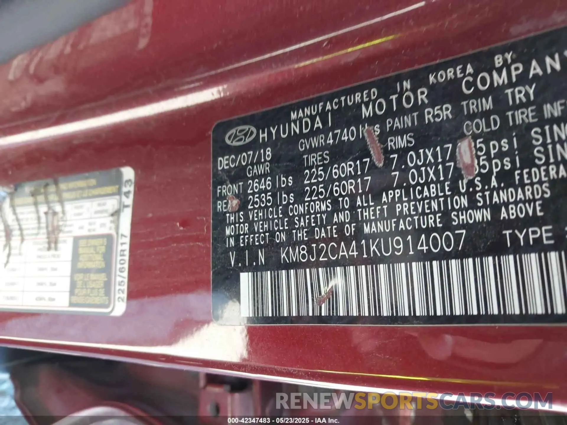 9 fotografías del automóvil dañado KM8J2CA41KU914007 HYUNDAI TUCSON 2019