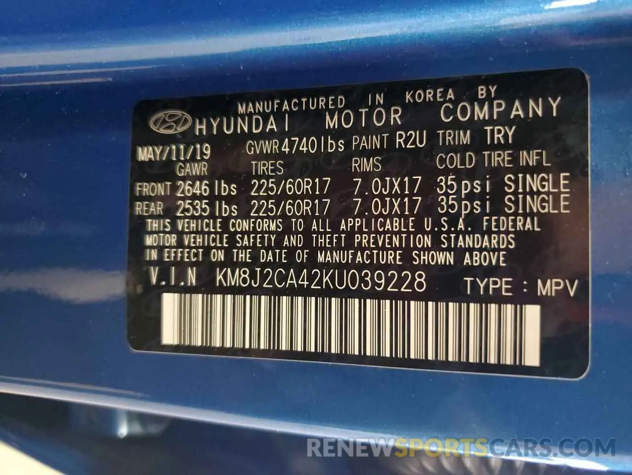 13 fotografías del automóvil dañado KM8J2CA42KU039228 HYUNDAI TUCSON 2019