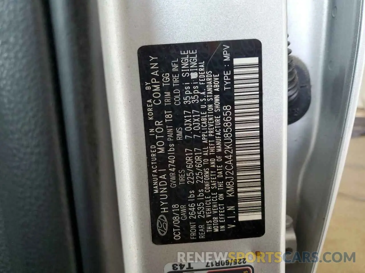 13 fotografías del automóvil dañado KM8J2CA42KU858658 HYUNDAI TUCSON 2019
