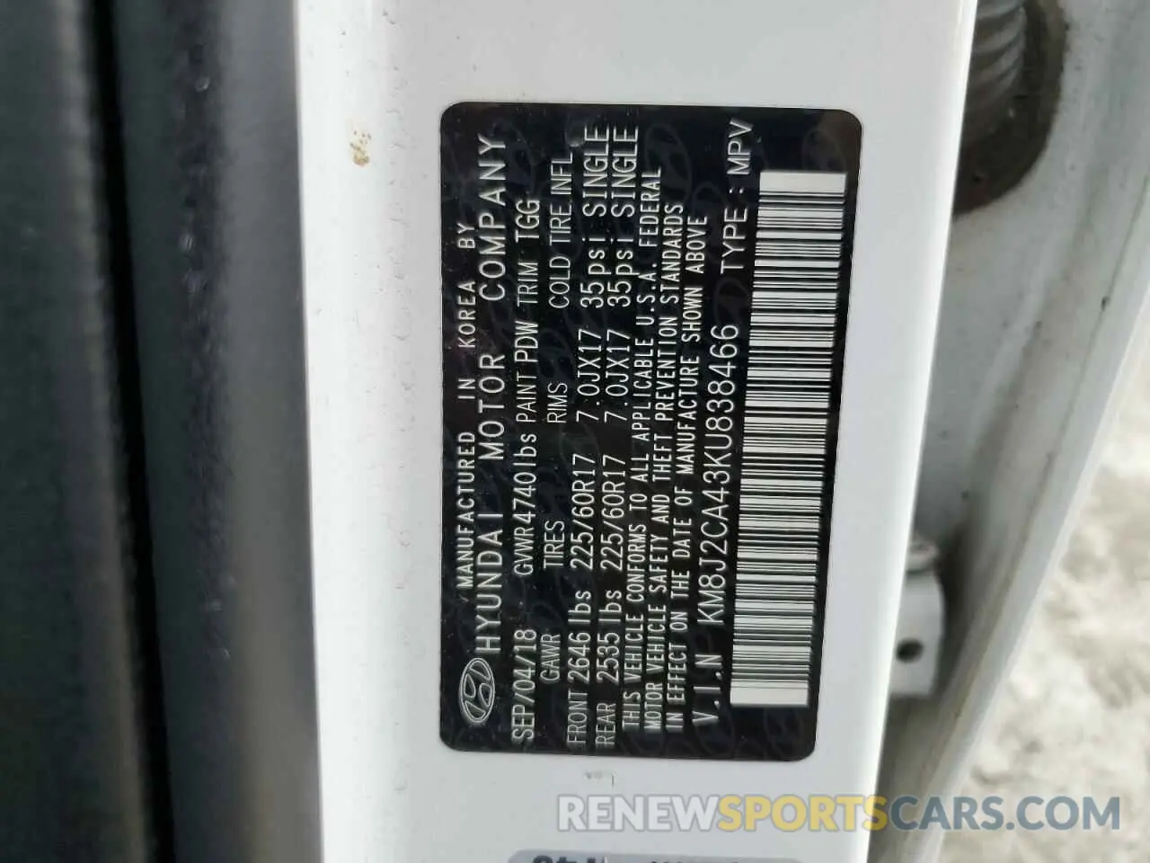 13 fotografías del automóvil dañado KM8J2CA43KU838466 HYUNDAI TUCSON 2019