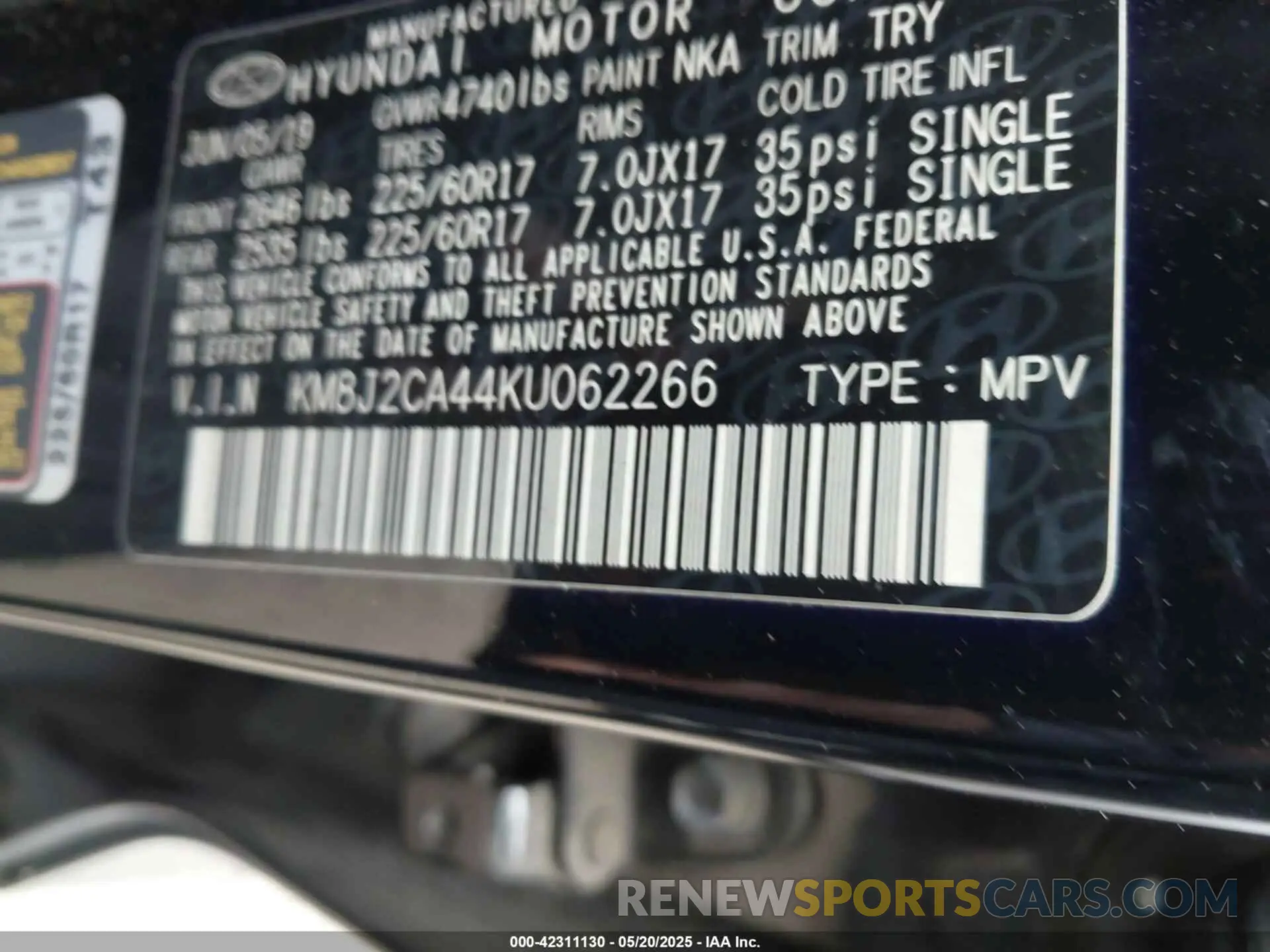 9 fotografías del automóvil dañado KM8J2CA44KU062266 HYUNDAI TUCSON 2019