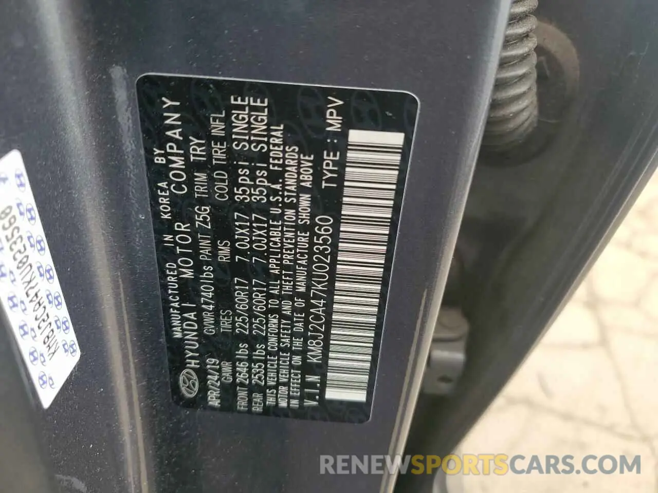 13 fotografías del automóvil dañado KM8J2CA47KU023560 HYUNDAI TUCSON 2019