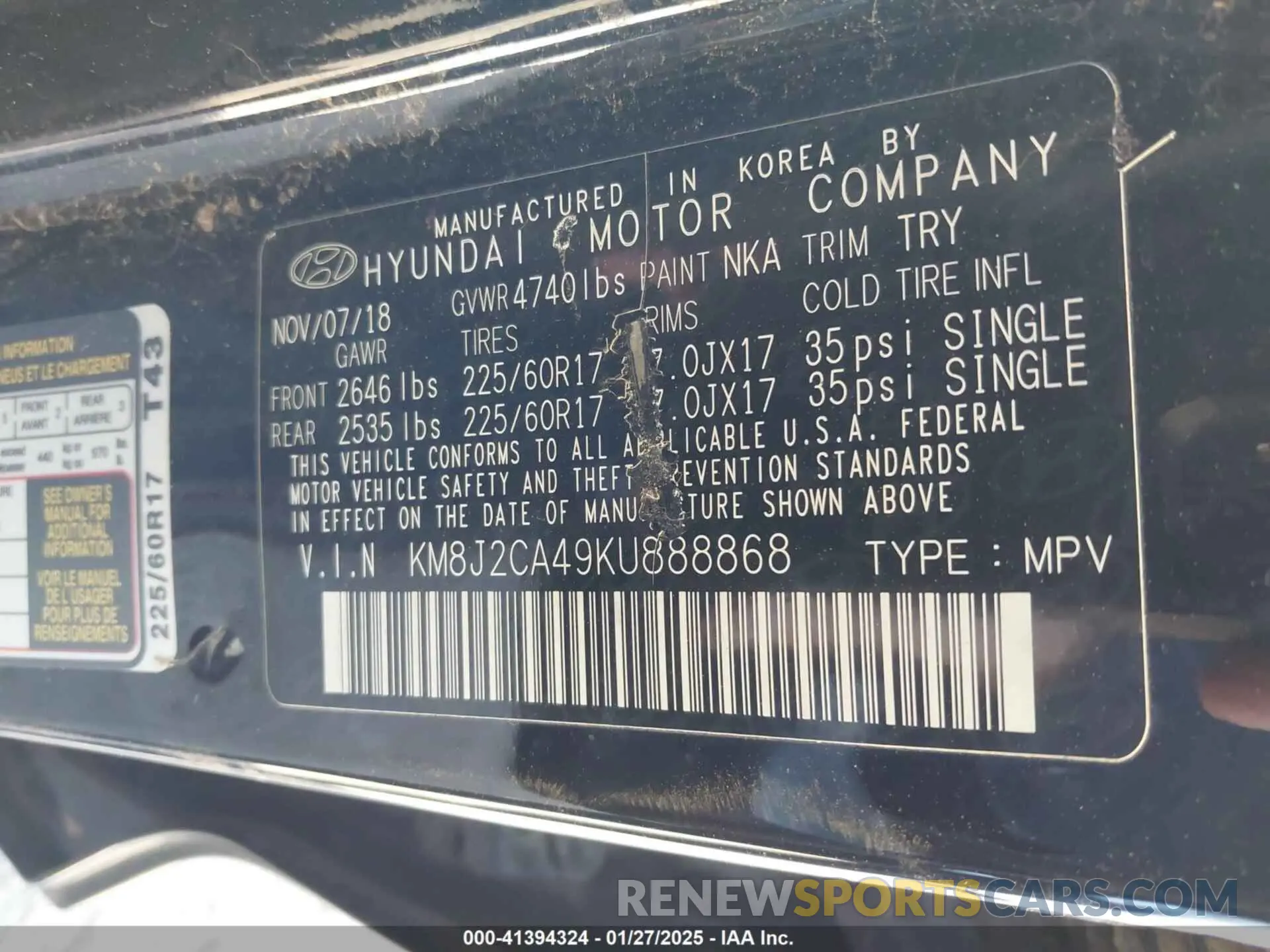 9 fotografías del automóvil dañado KM8J2CA49KU888868 HYUNDAI TUCSON 2019