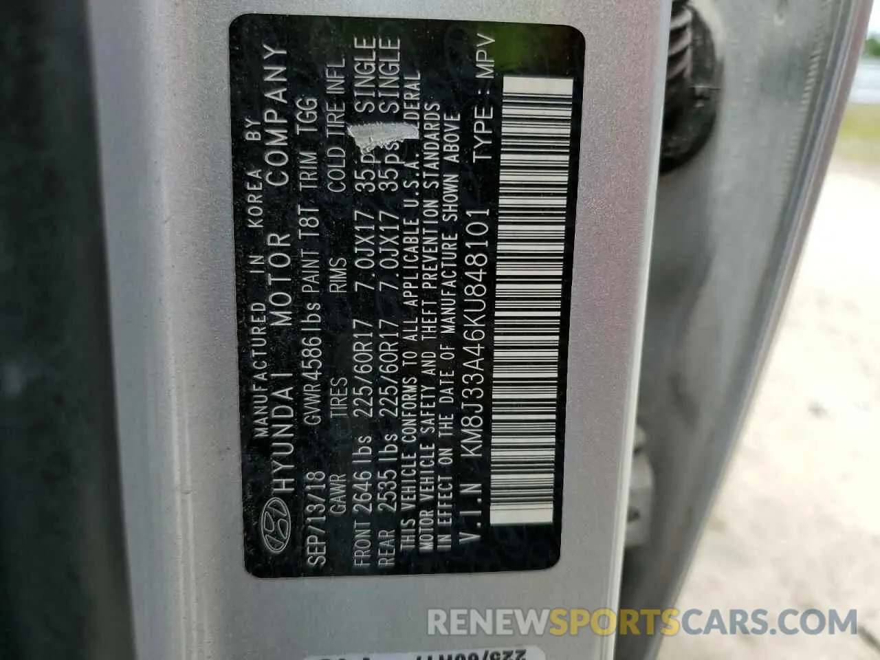 14 fotografías del automóvil dañado KM8J33A46KU848101 HYUNDAI TUCSON 2019
