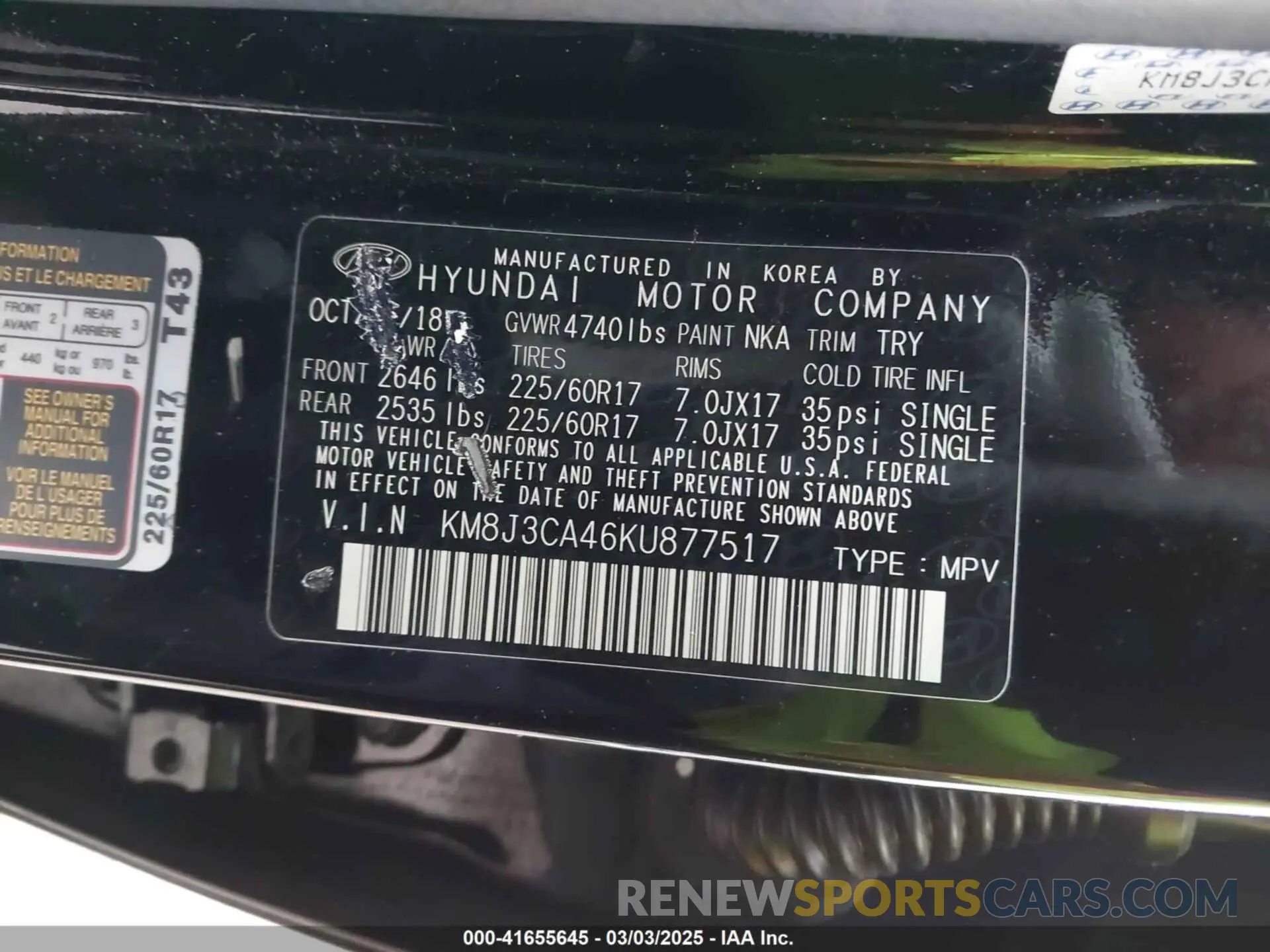 9 fotografías del automóvil dañado KM8J3CA46KU877517 HYUNDAI TUCSON 2019