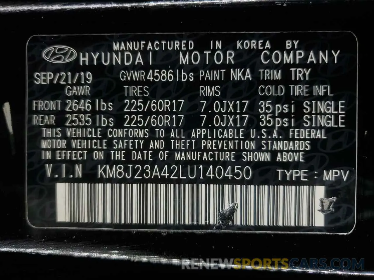 13 fotografías del automóvil dañado KM8J23A42LU140450 HYUNDAI TUCSON 2020