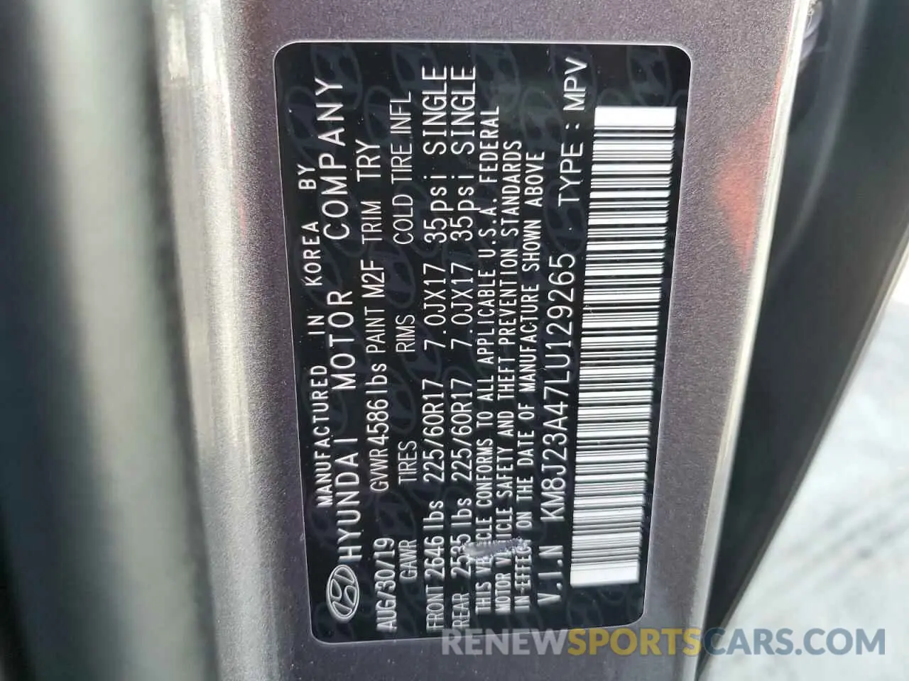 13 fotografías del automóvil dañado KM8J23A47LU129265 HYUNDAI TUCSON 2020