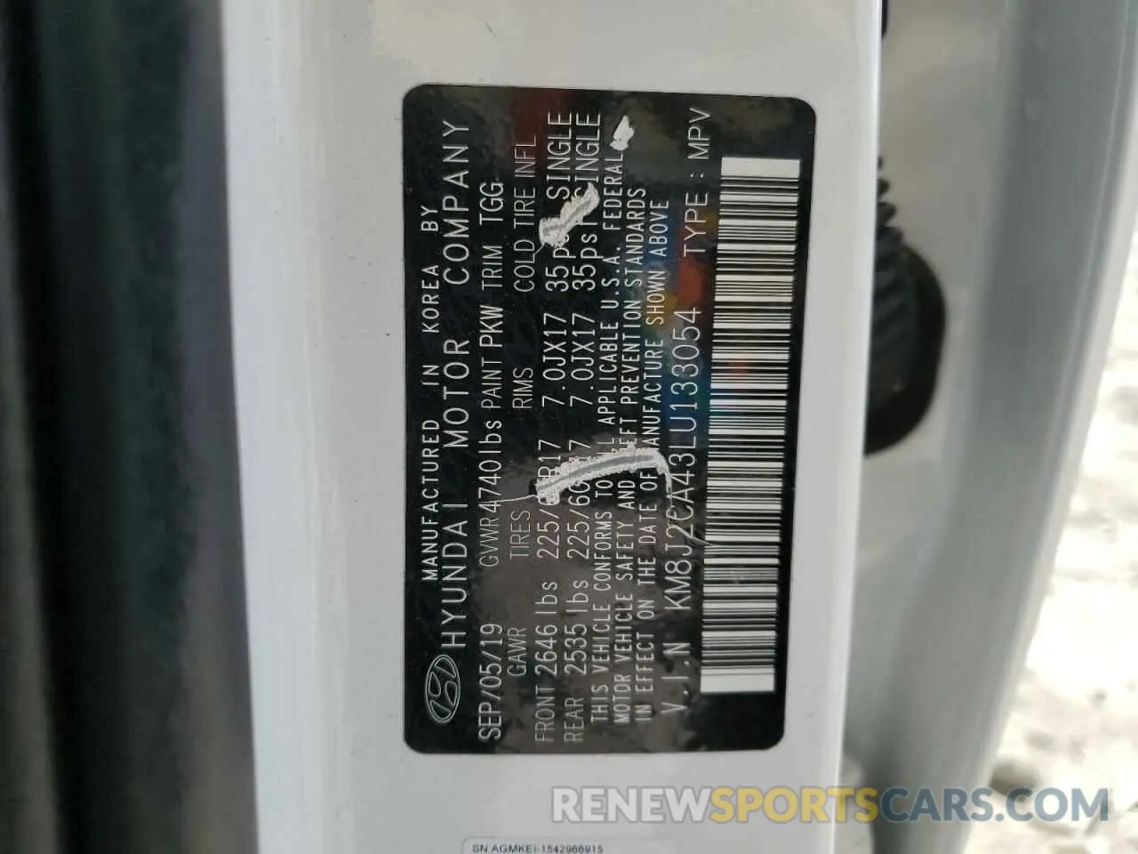 13 fotografías del automóvil dañado KM8J2CA43LU133054 HYUNDAI TUCSON 2020