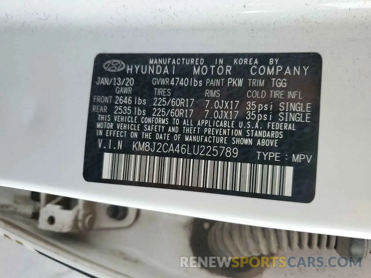 16 fotografías del automóvil dañado KM8J2CA46LU225789 HYUNDAI TUCSON 2020