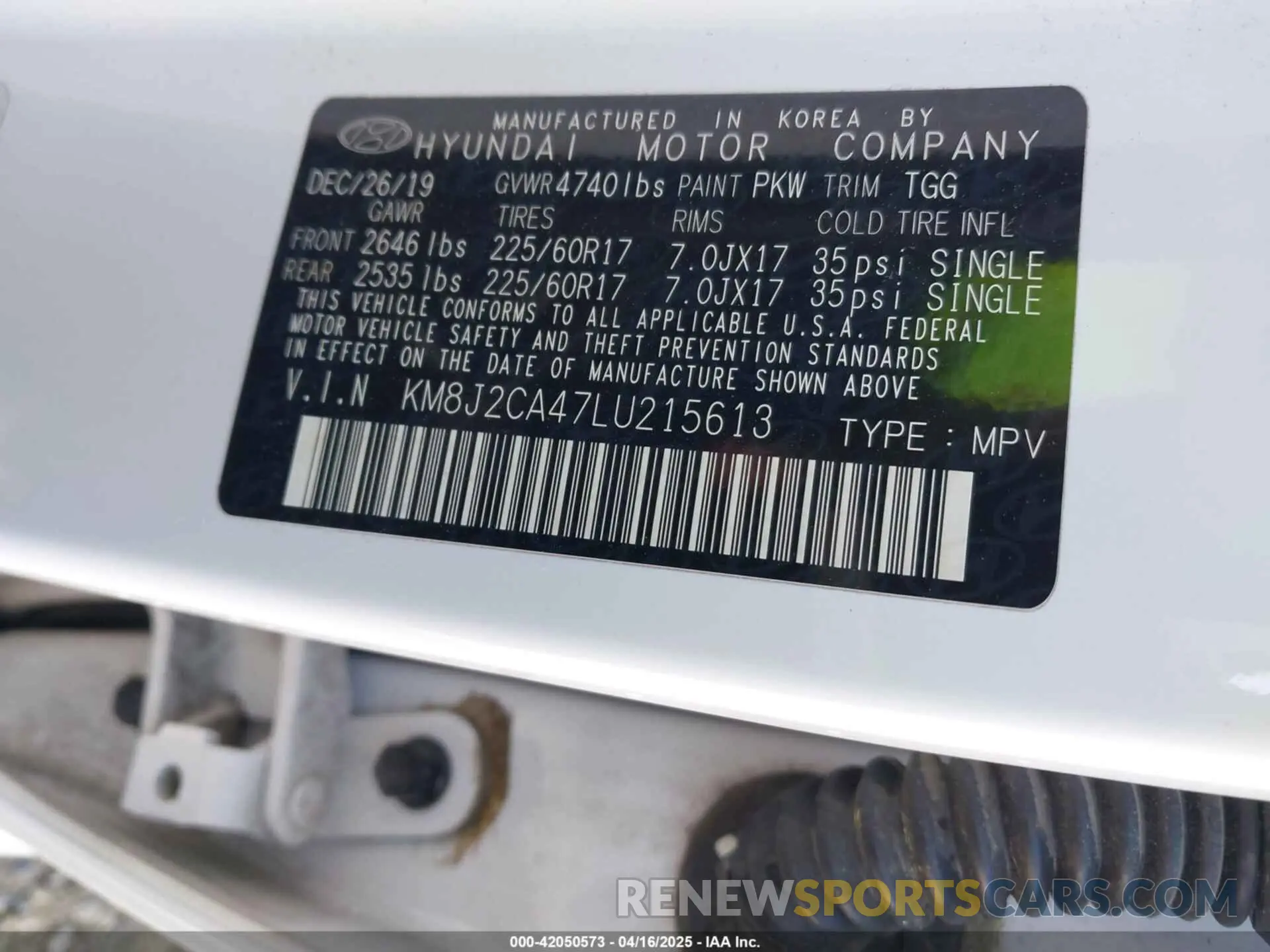 9 fotografías del automóvil dañado KM8J2CA47LU215613 HYUNDAI TUCSON 2020