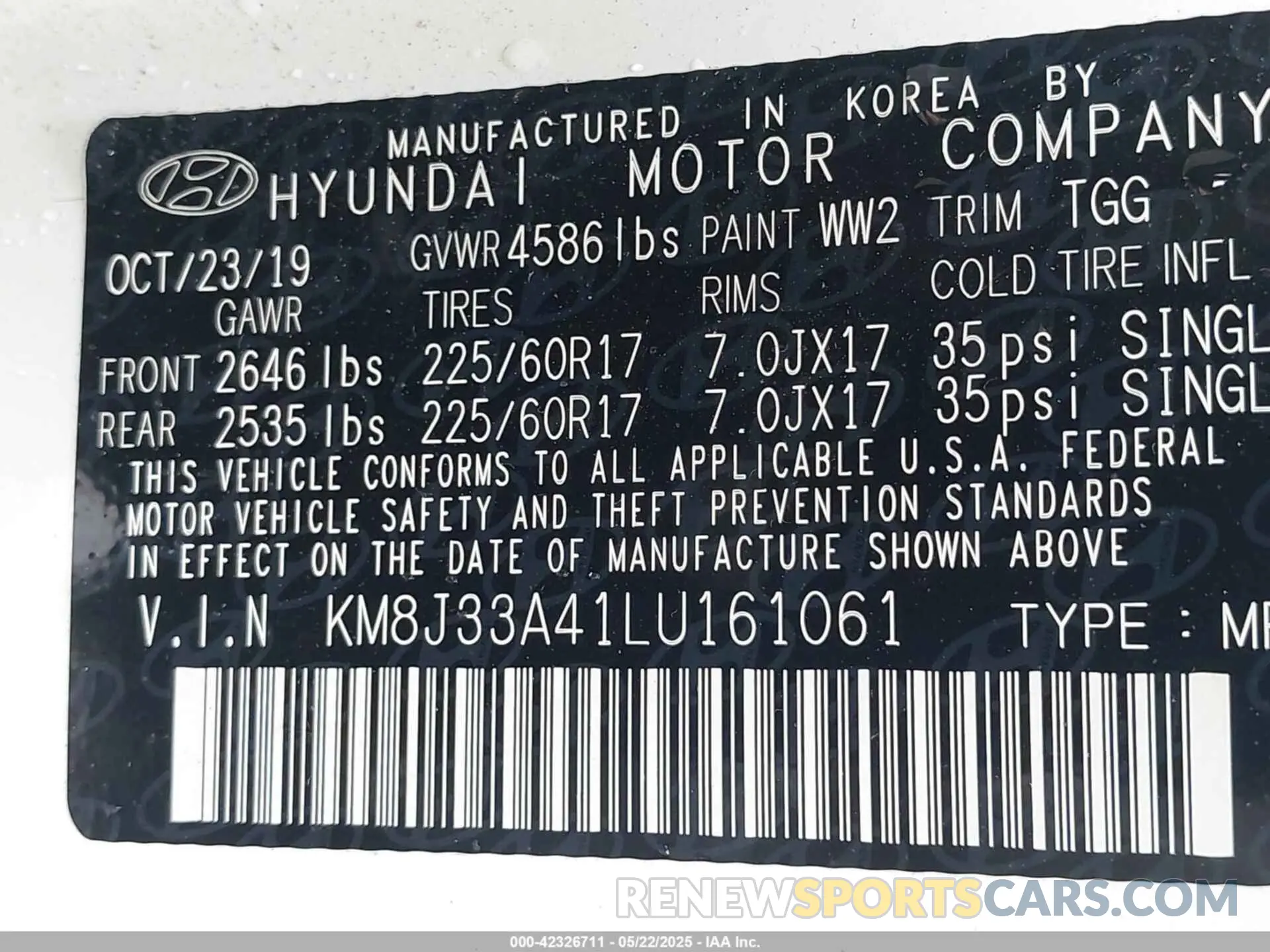 9 fotografías del automóvil dañado KM8J33A41LU161061 HYUNDAI TUCSON 2020