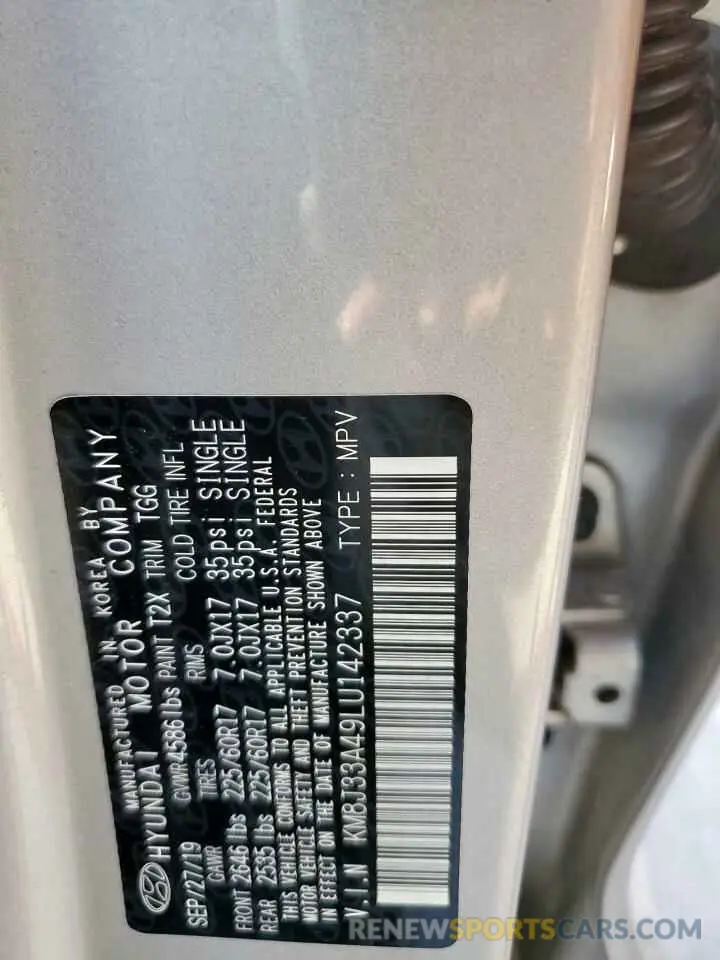 13 fotografías del automóvil dañado KM8J33A49LU142337 HYUNDAI TUCSON 2020