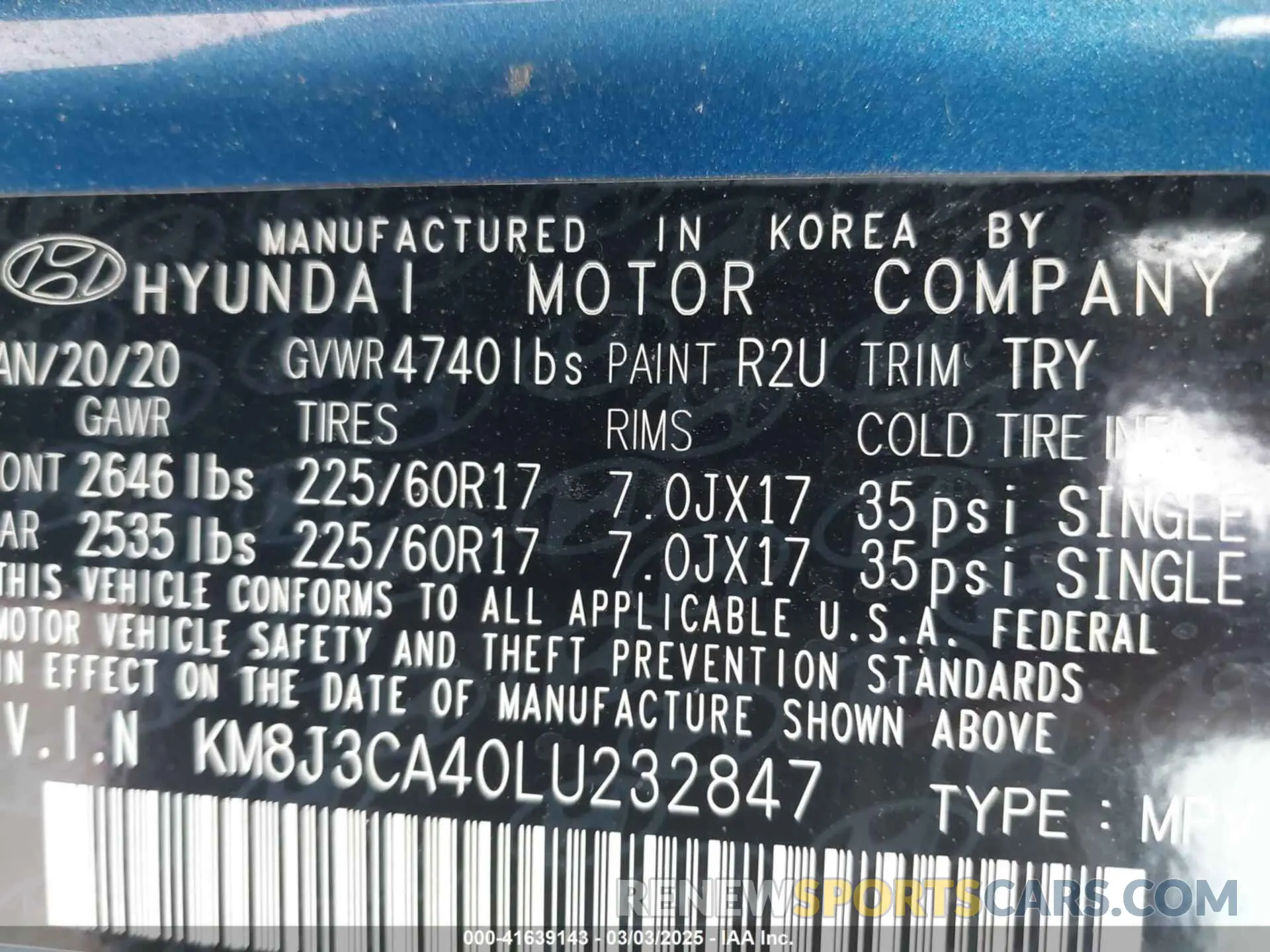 9 fotografías del automóvil dañado KM8J3CA40LU232847 HYUNDAI TUCSON 2020