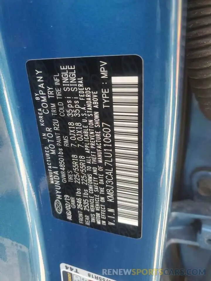 13 fotografías del automóvil dañado KM8J3CAL7LU110607 HYUNDAI TUCSON 2020