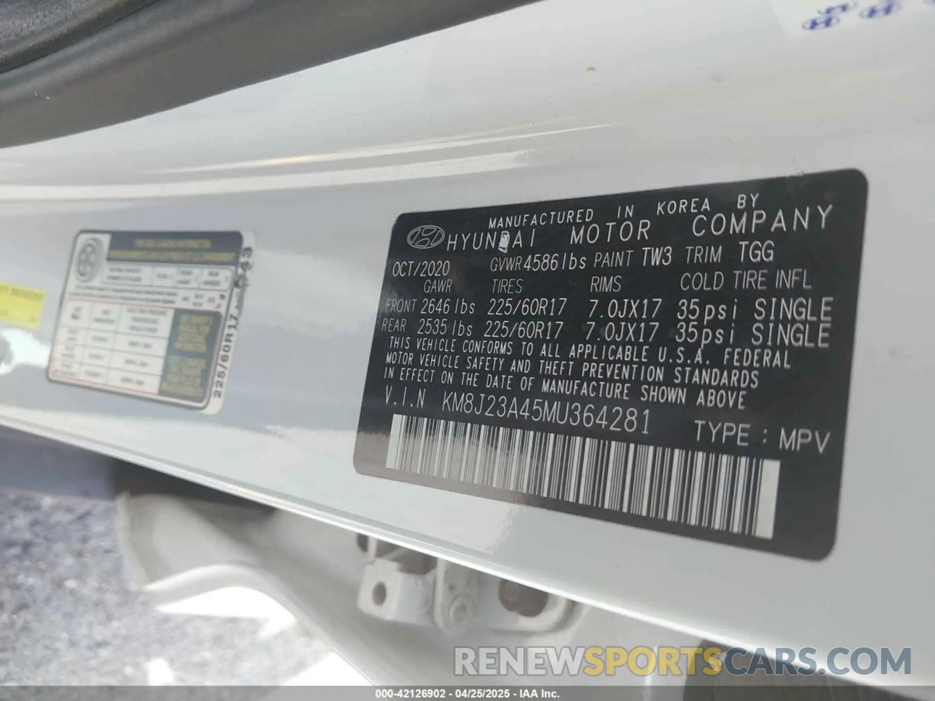 9 fotografías del automóvil dañado KM8J23A45MU364281 HYUNDAI TUCSON 2021