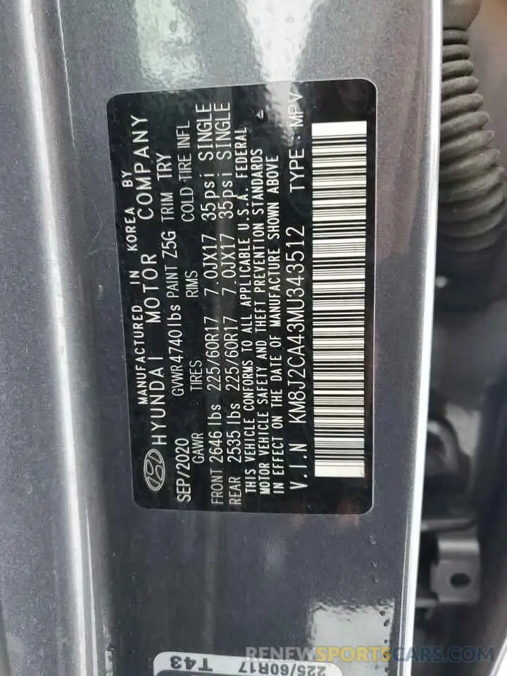14 fotografías del automóvil dañado KM8J2CA43MU343512 HYUNDAI TUCSON 2021