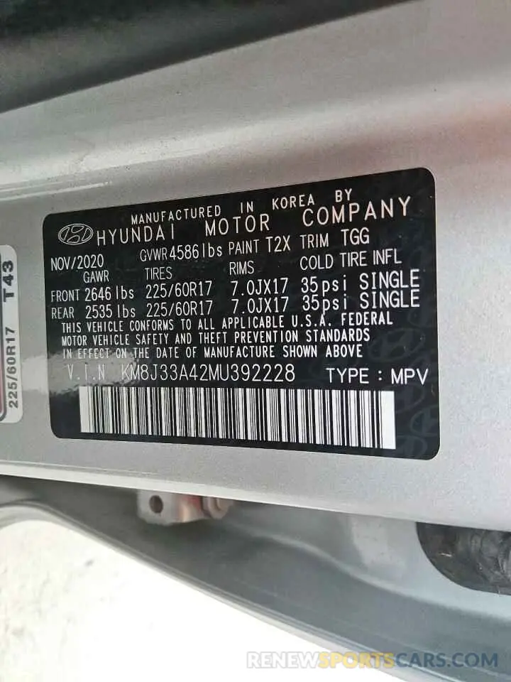 13 fotografías del automóvil dañado KM8J33A42MU392228 HYUNDAI TUCSON 2021