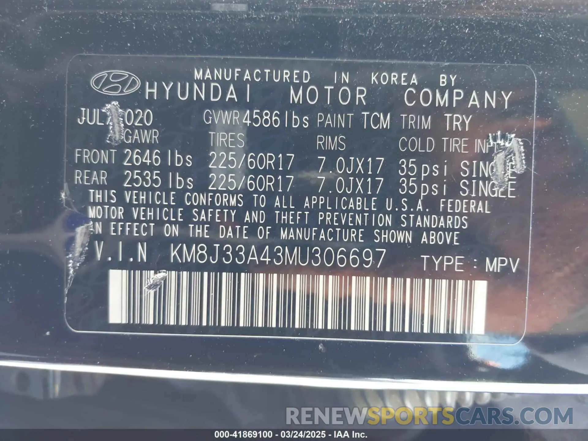 9 fotografías del automóvil dañado KM8J33A43MU306697 HYUNDAI TUCSON 2021