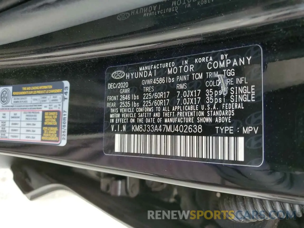 14 fotografías del automóvil dañado KM8J33A47MU402638 HYUNDAI TUCSON 2021