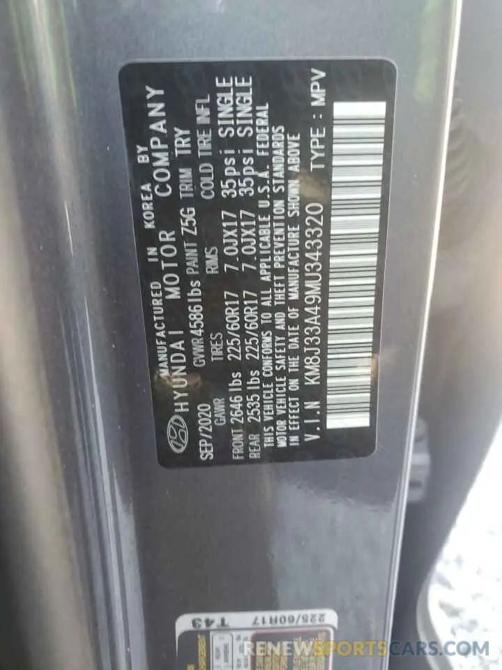 13 fotografías del automóvil dañado KM8J33A49MU343320 HYUNDAI TUCSON 2021