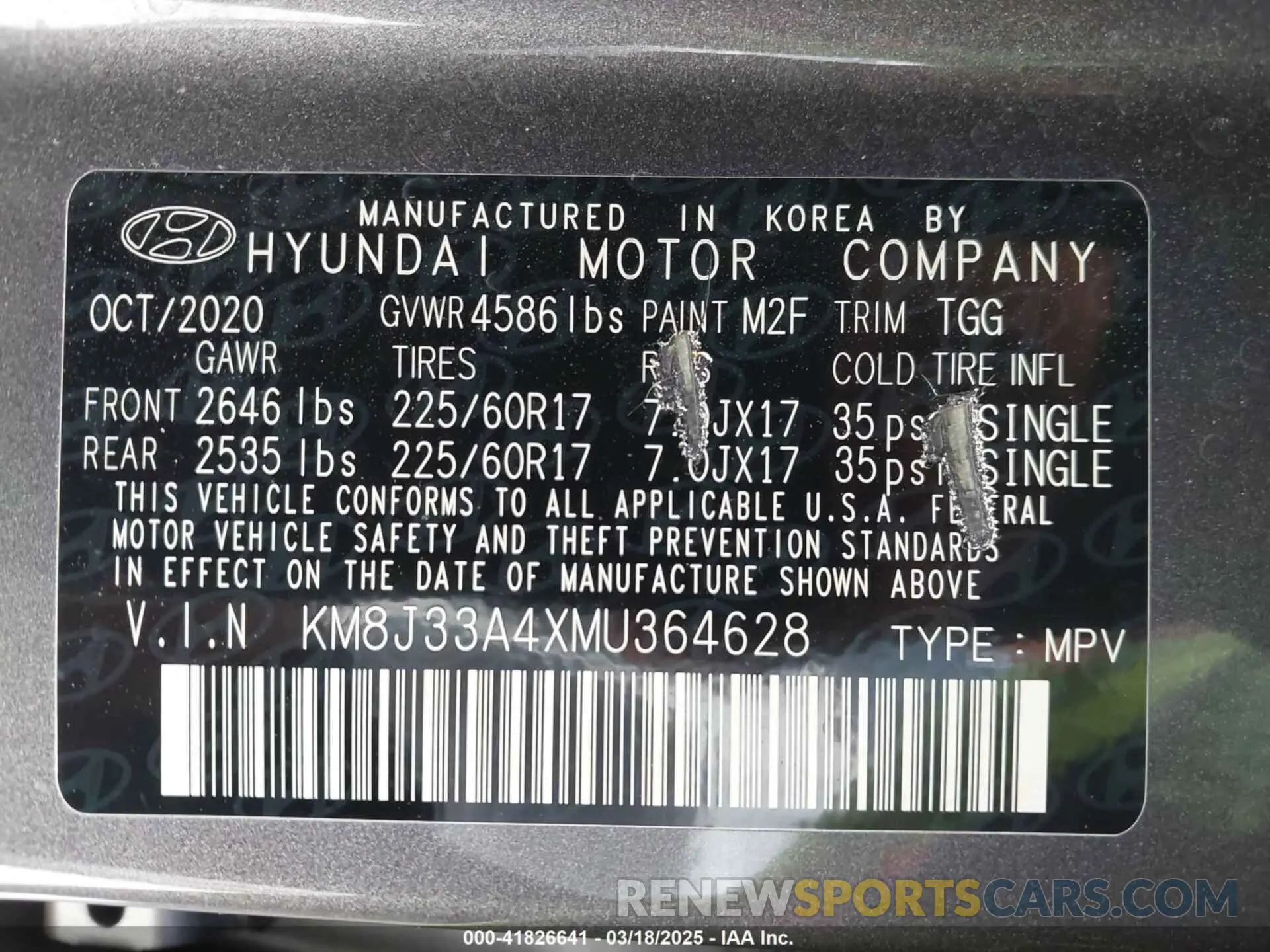 9 fotografías del automóvil dañado KM8J33A4XMU364628 HYUNDAI TUCSON 2021