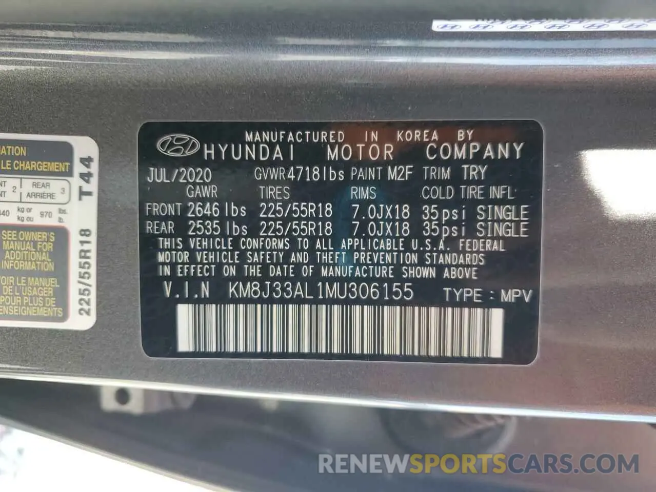12 fotografías del automóvil dañado KM8J33AL1MU306155 HYUNDAI TUCSON 2021