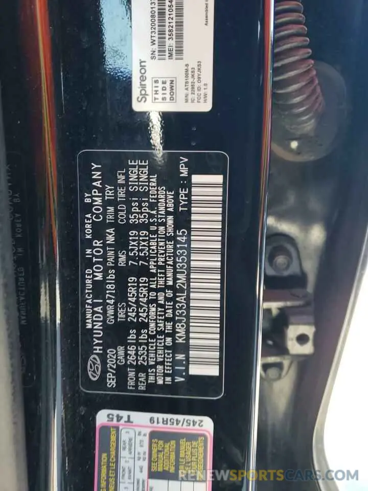 14 fotografías del automóvil dañado KM8J33AL2MU353145 HYUNDAI TUCSON 2021