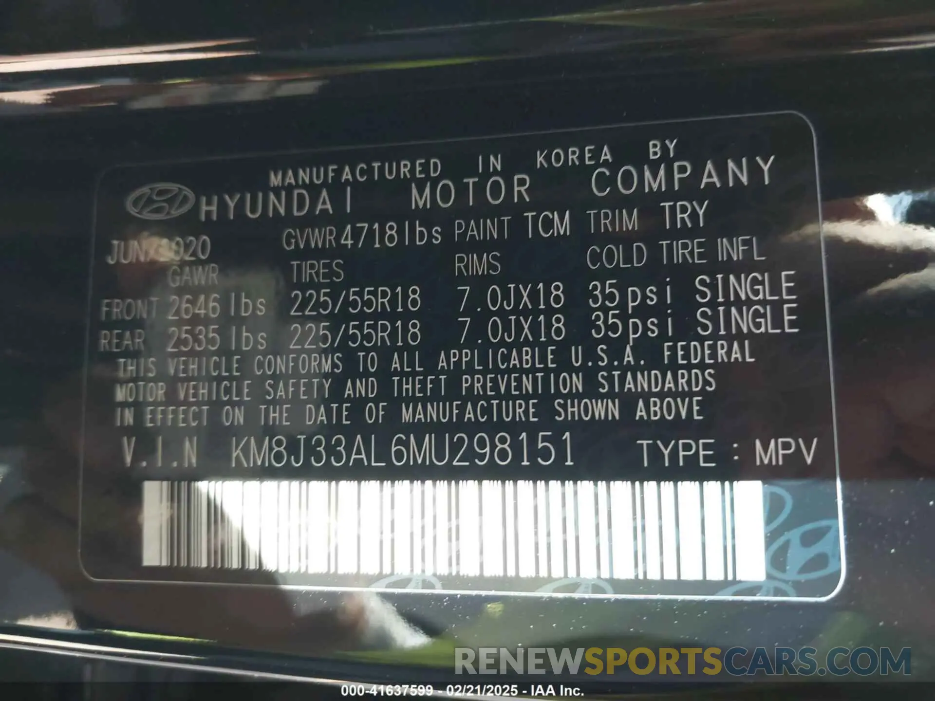 9 fotografías del automóvil dañado KM8J33AL6MU298151 HYUNDAI TUCSON 2021