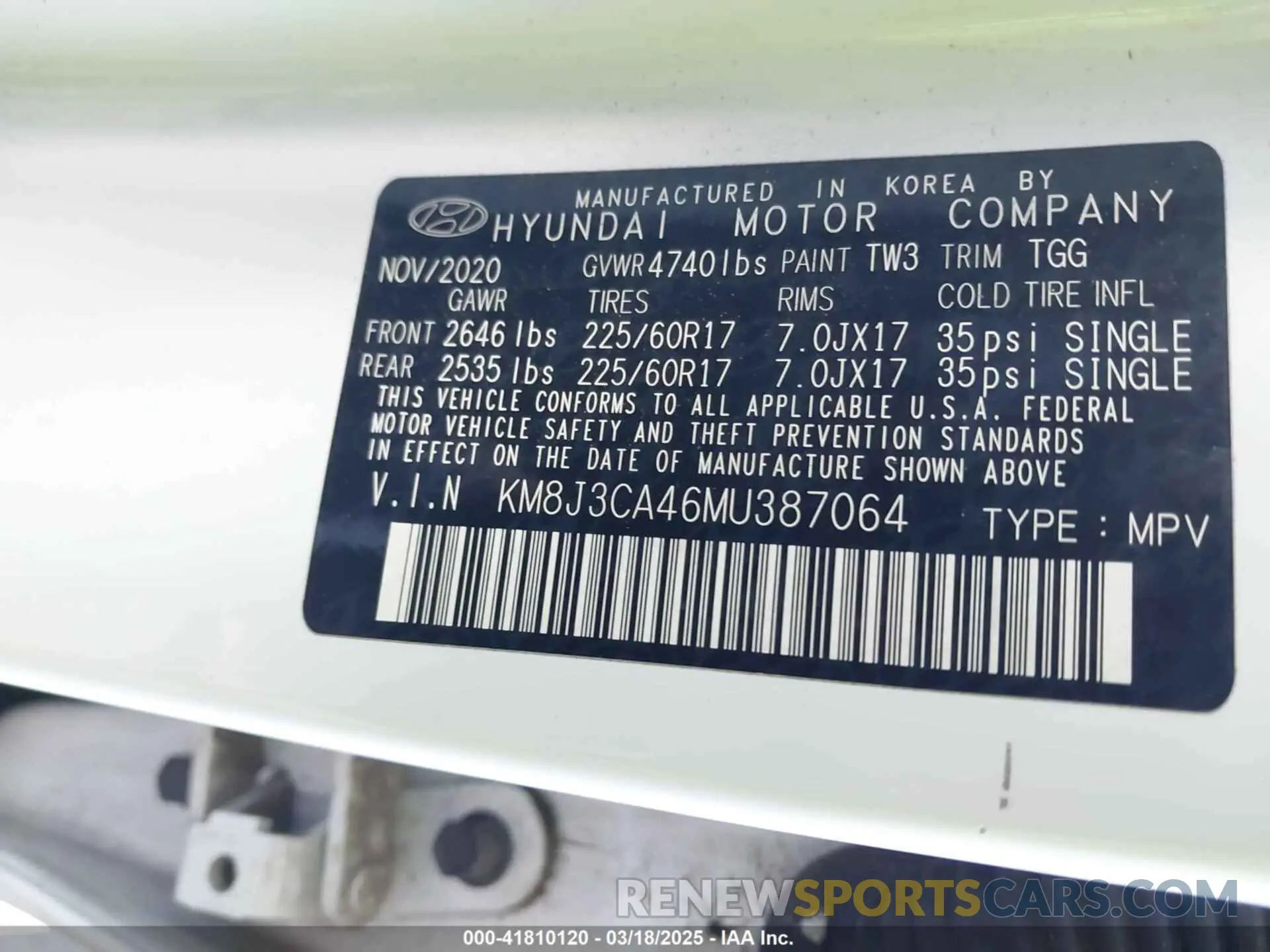 9 fotografías del automóvil dañado KM8J3CA46MU387064 HYUNDAI TUCSON 2021