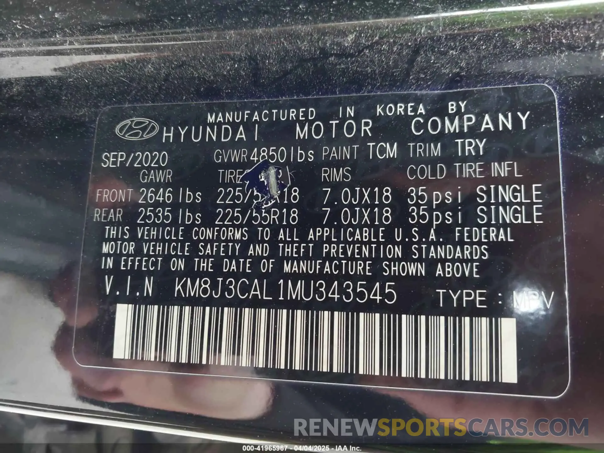 9 fotografías del automóvil dañado KM8J3CAL1MU343545 HYUNDAI TUCSON 2021