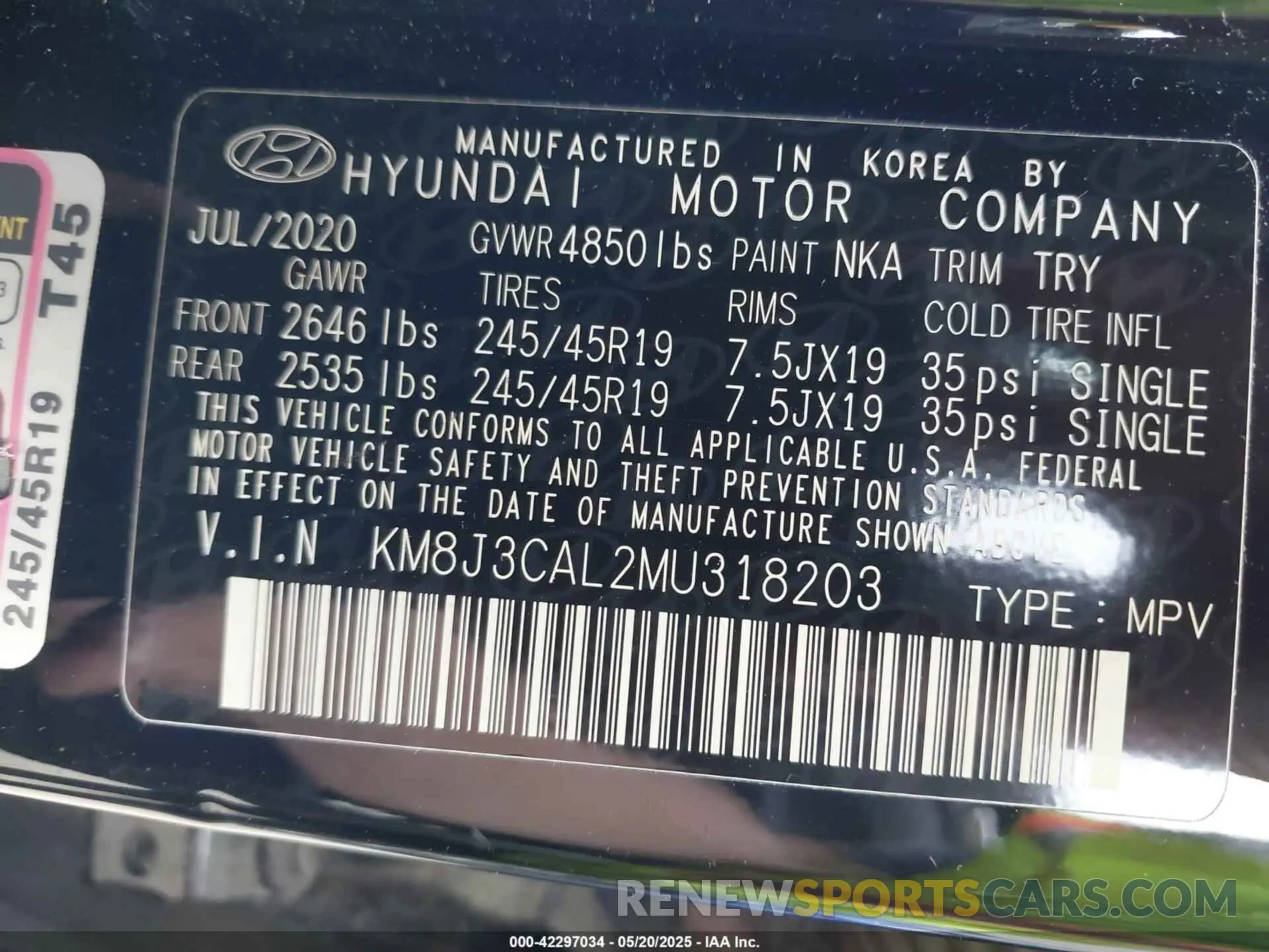 9 fotografías del automóvil dañado KM8J3CAL2MU318203 HYUNDAI TUCSON 2021