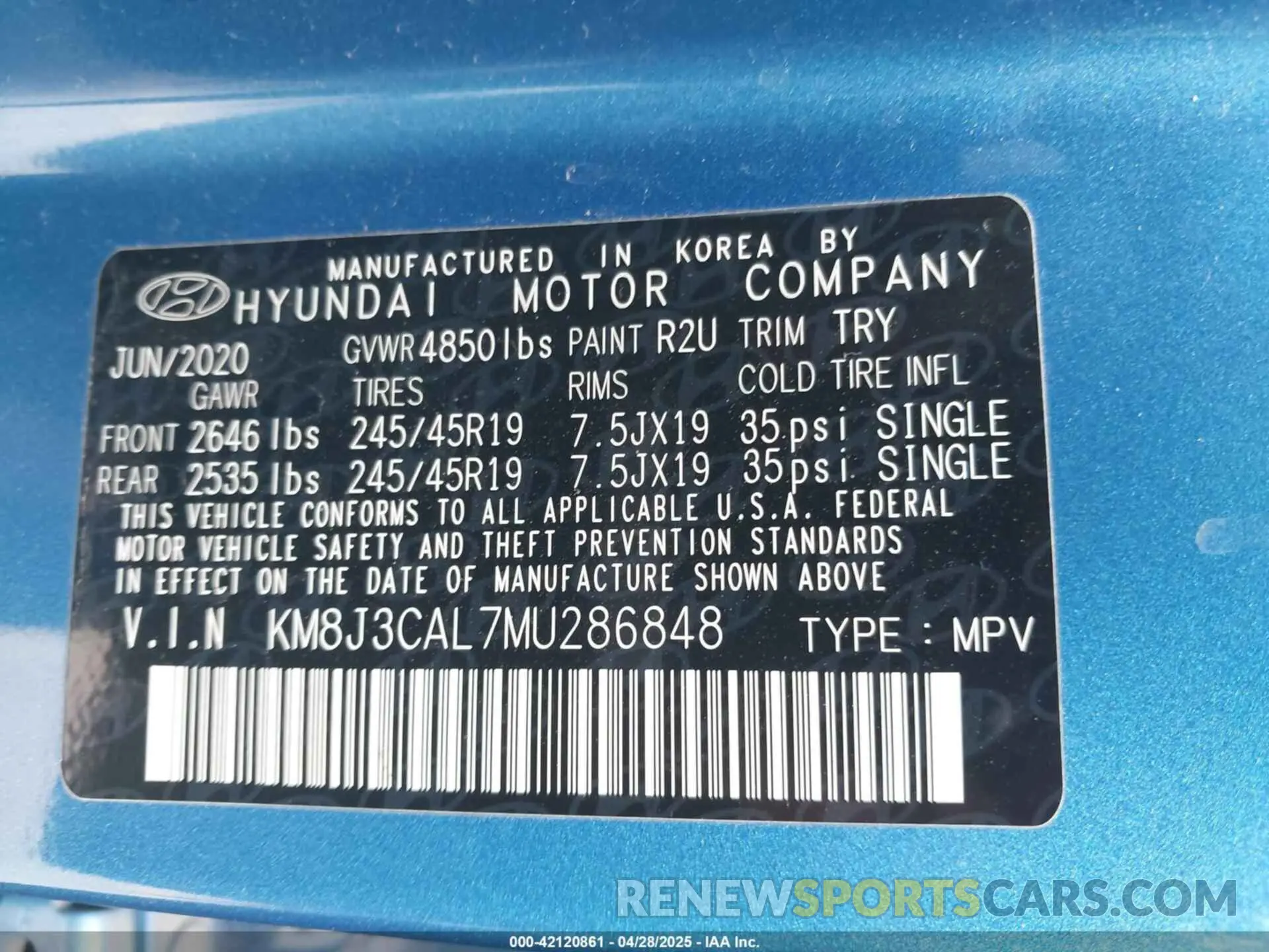 9 fotografías del automóvil dañado KM8J3CAL7MU286848 HYUNDAI TUCSON 2021