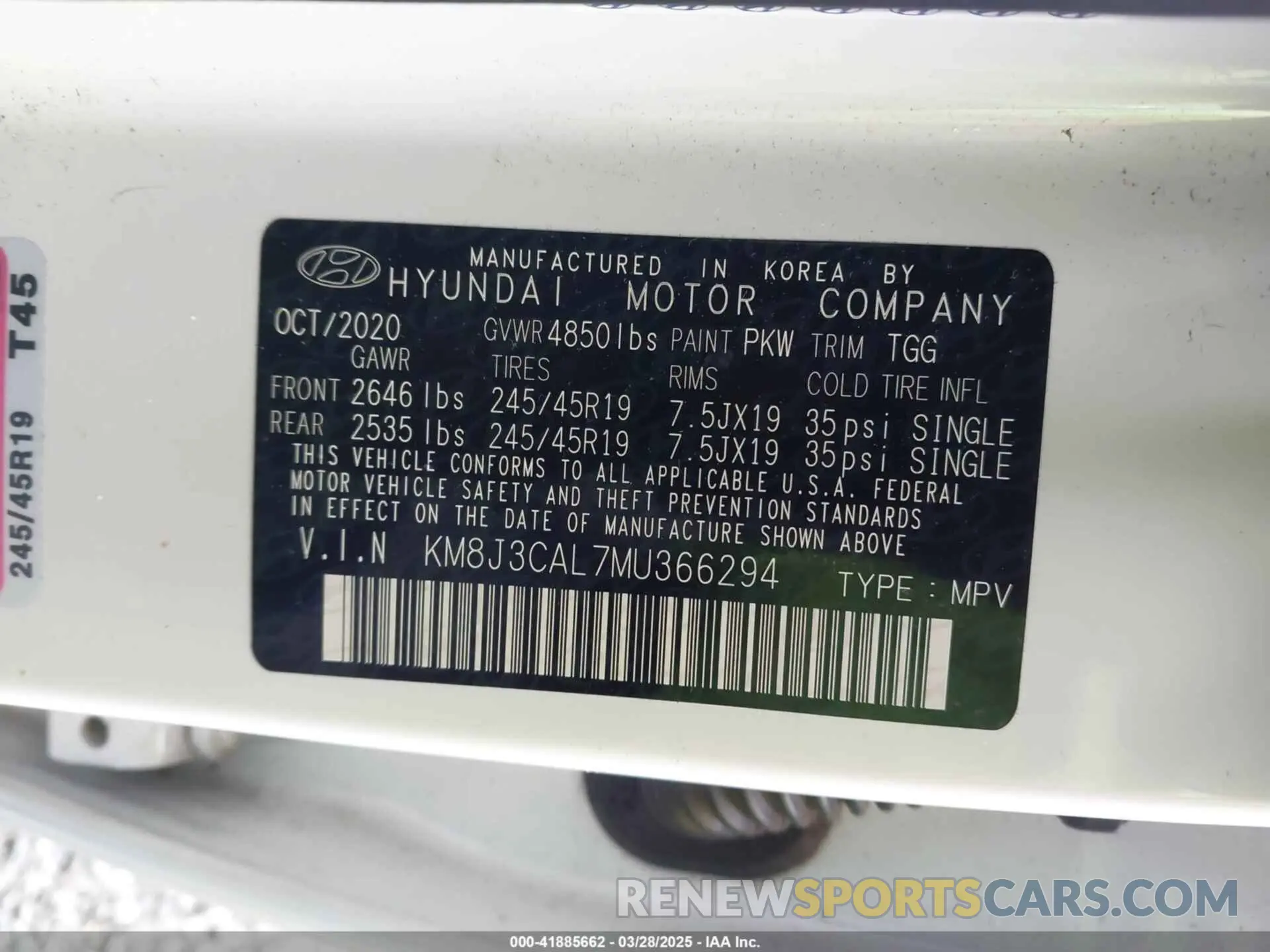 9 fotografías del automóvil dañado KM8J3CAL7MU366294 HYUNDAI TUCSON 2021