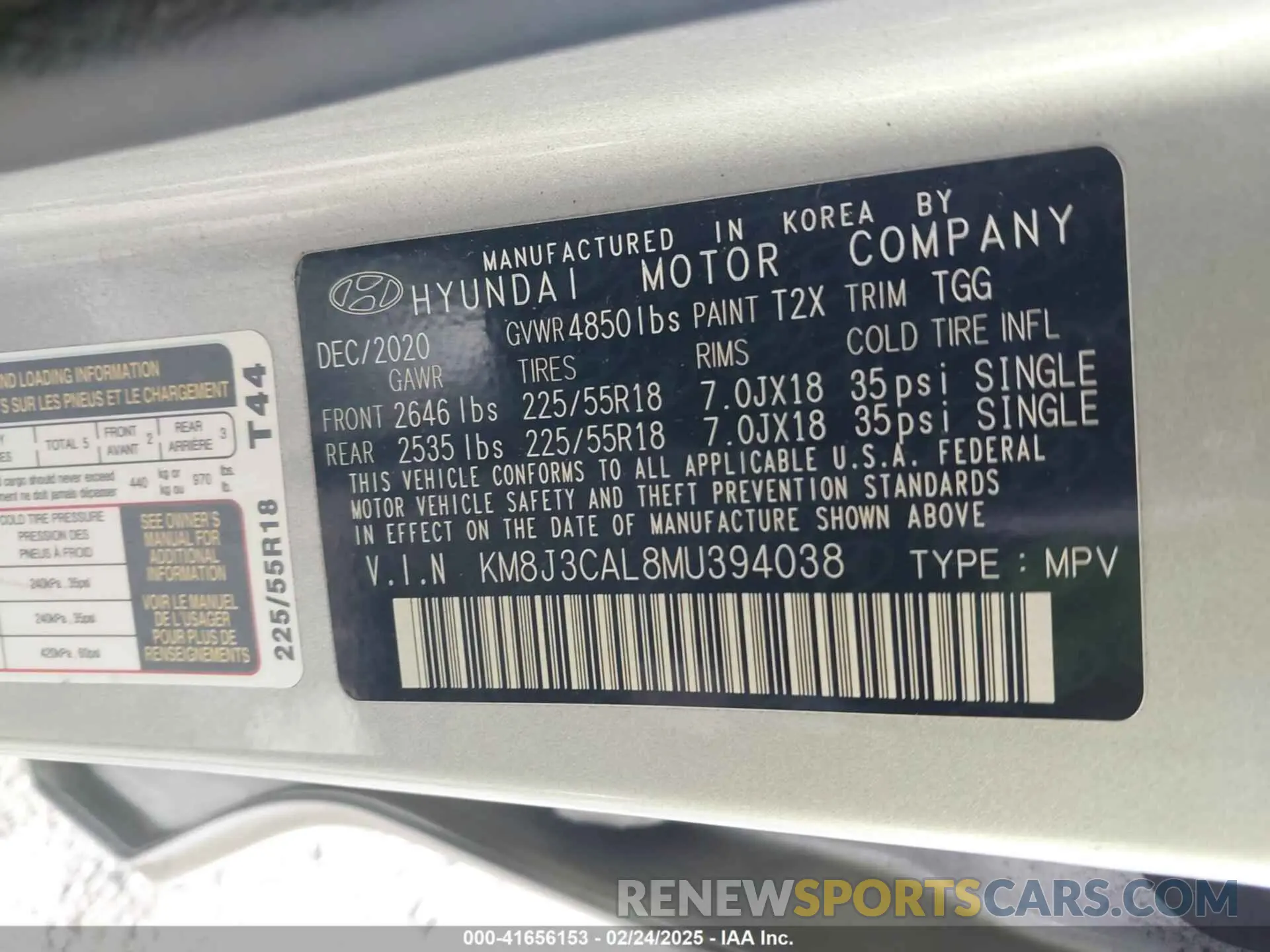 9 fotografías del automóvil dañado KM8J3CAL8MU394038 HYUNDAI TUCSON 2021